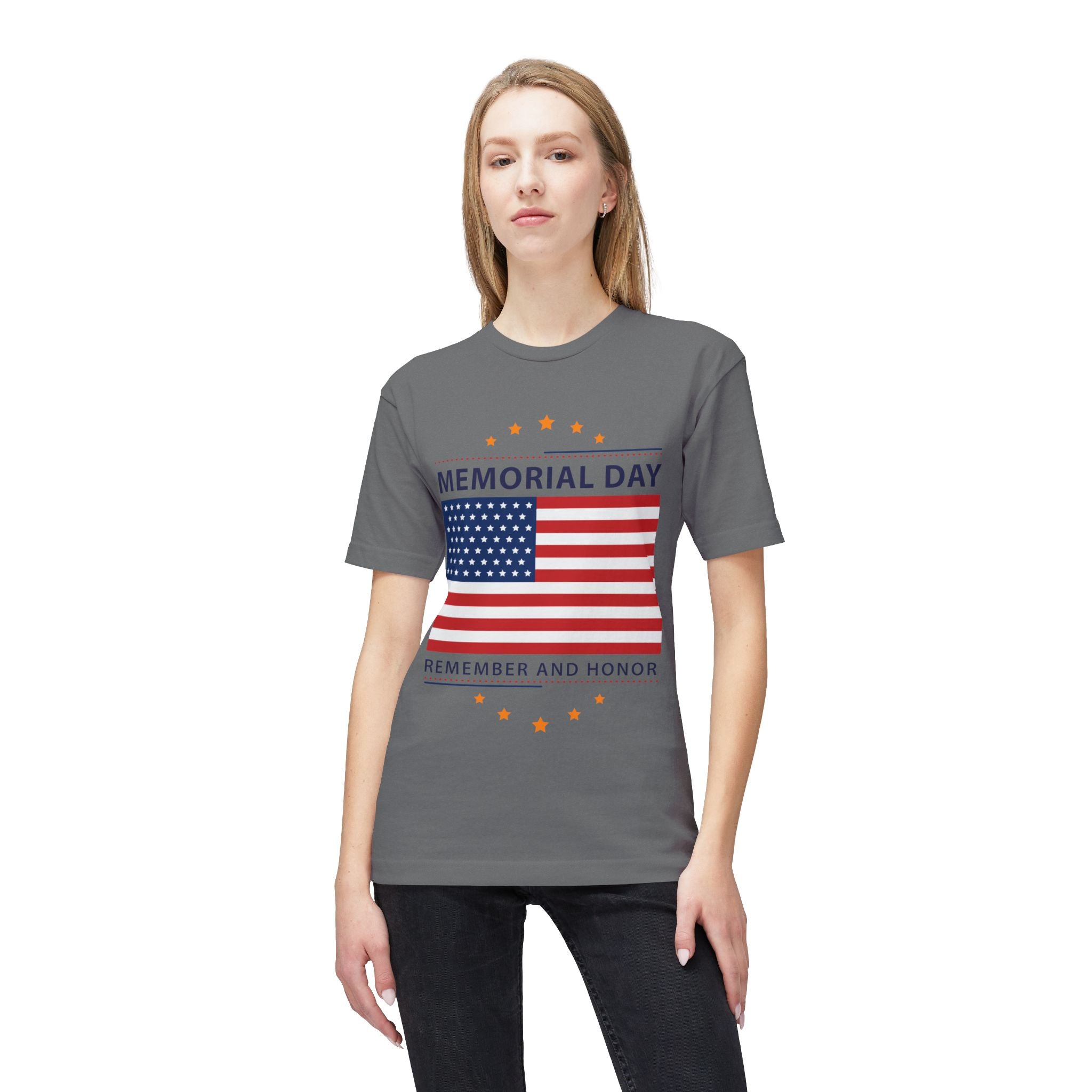 Memorial Day T-Shirt - American Flag "Remember and Honor" Patriotic Tee