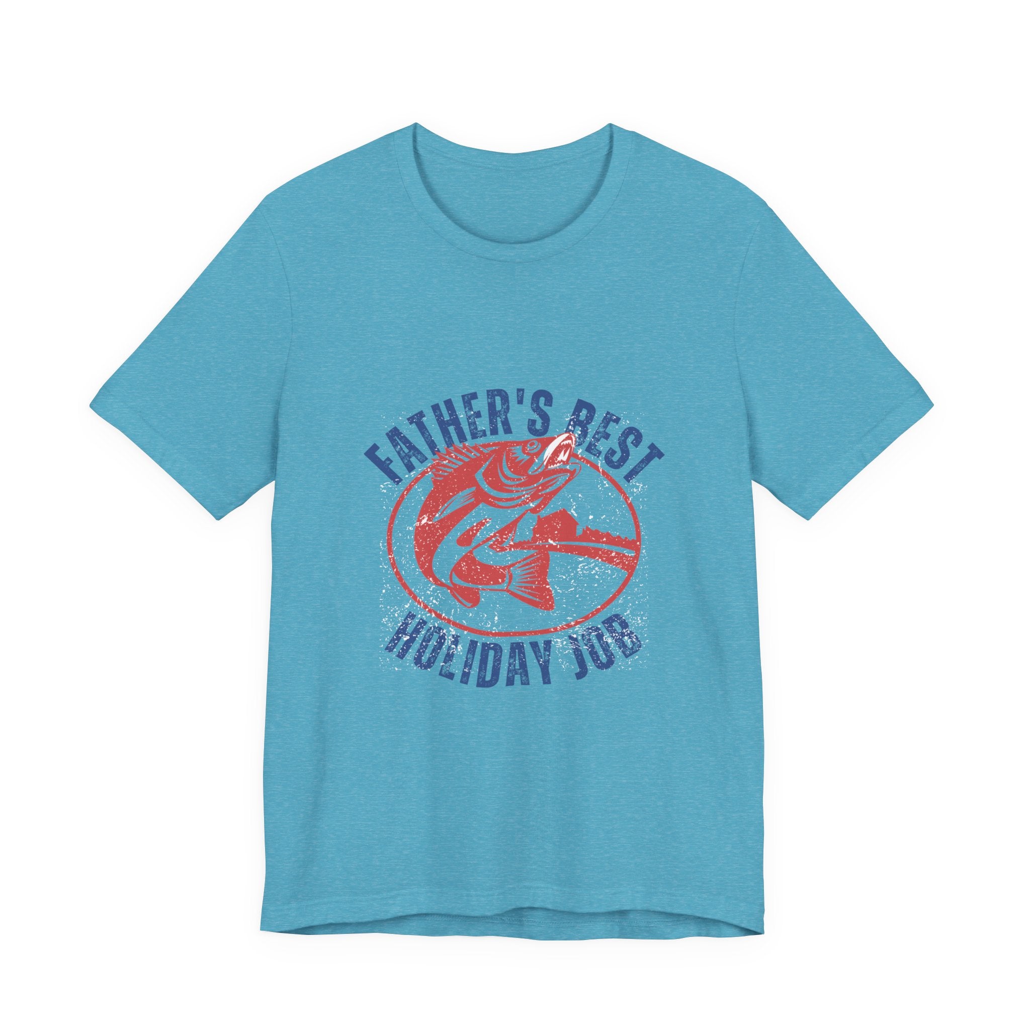 Father's Best Holiday Job T-Shirt — Vintage Fishing Dad Christmas Tee