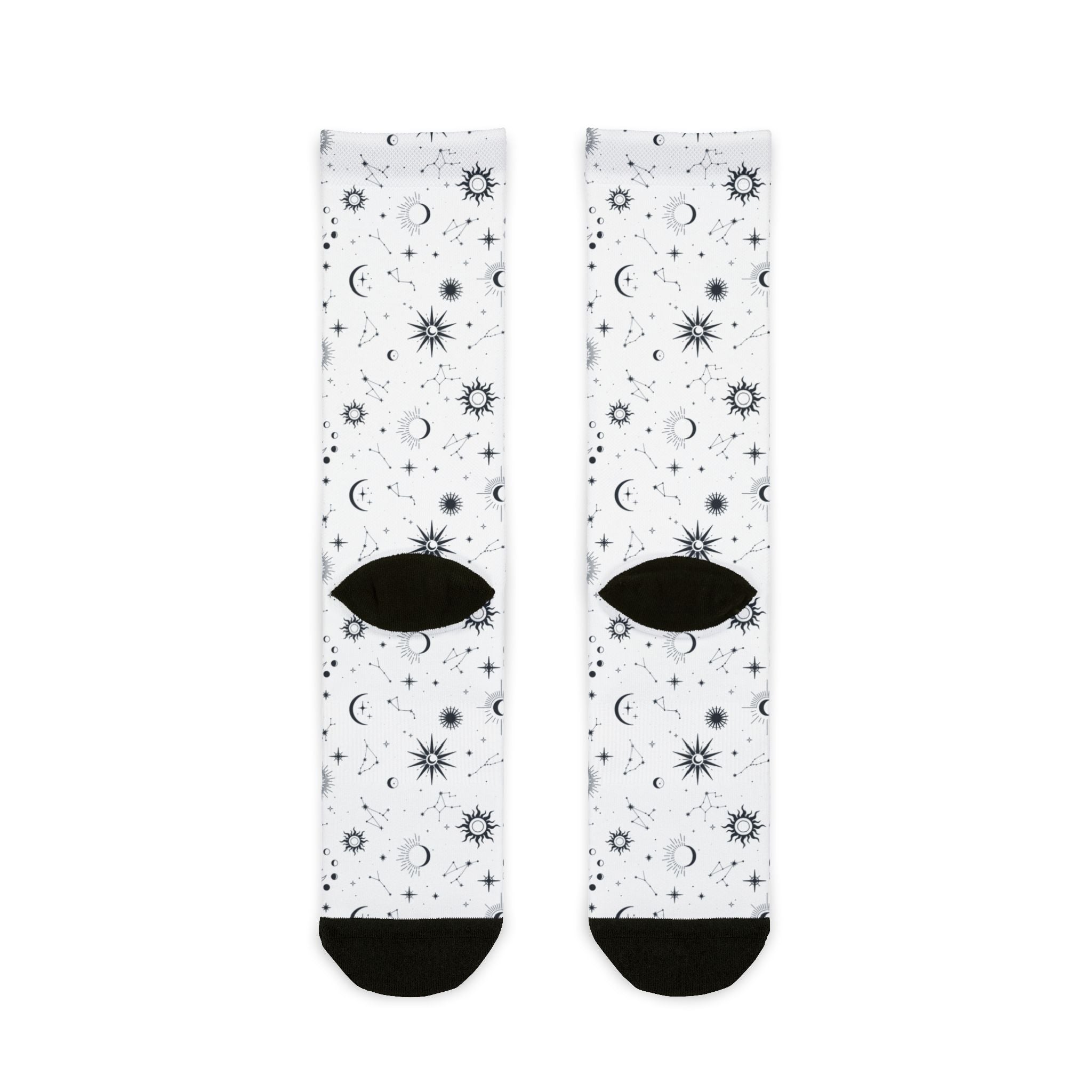 Celestial Moon & Stars Crew Socks —  Astrological Pattern