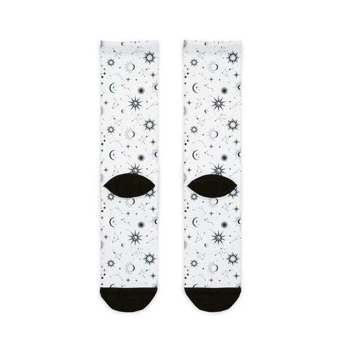 Celestial Moon & Stars Crew Socks —  Astrological Pattern