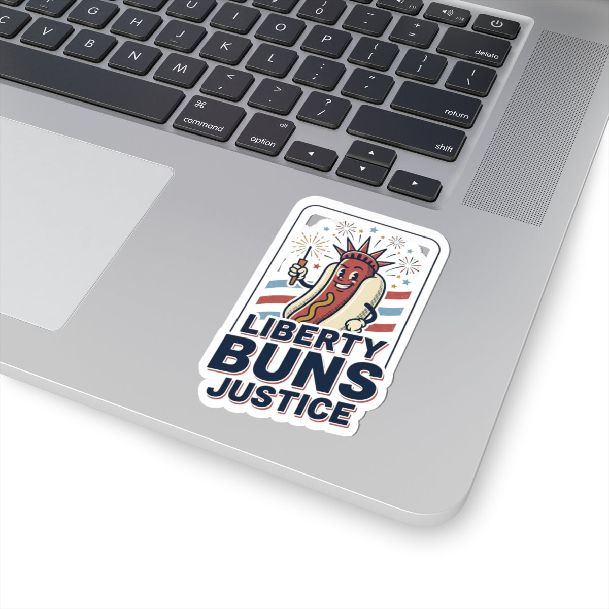 Liberty Buns Justice Kiss-Cut Sticker | Hot Dog Humor, 4th of July