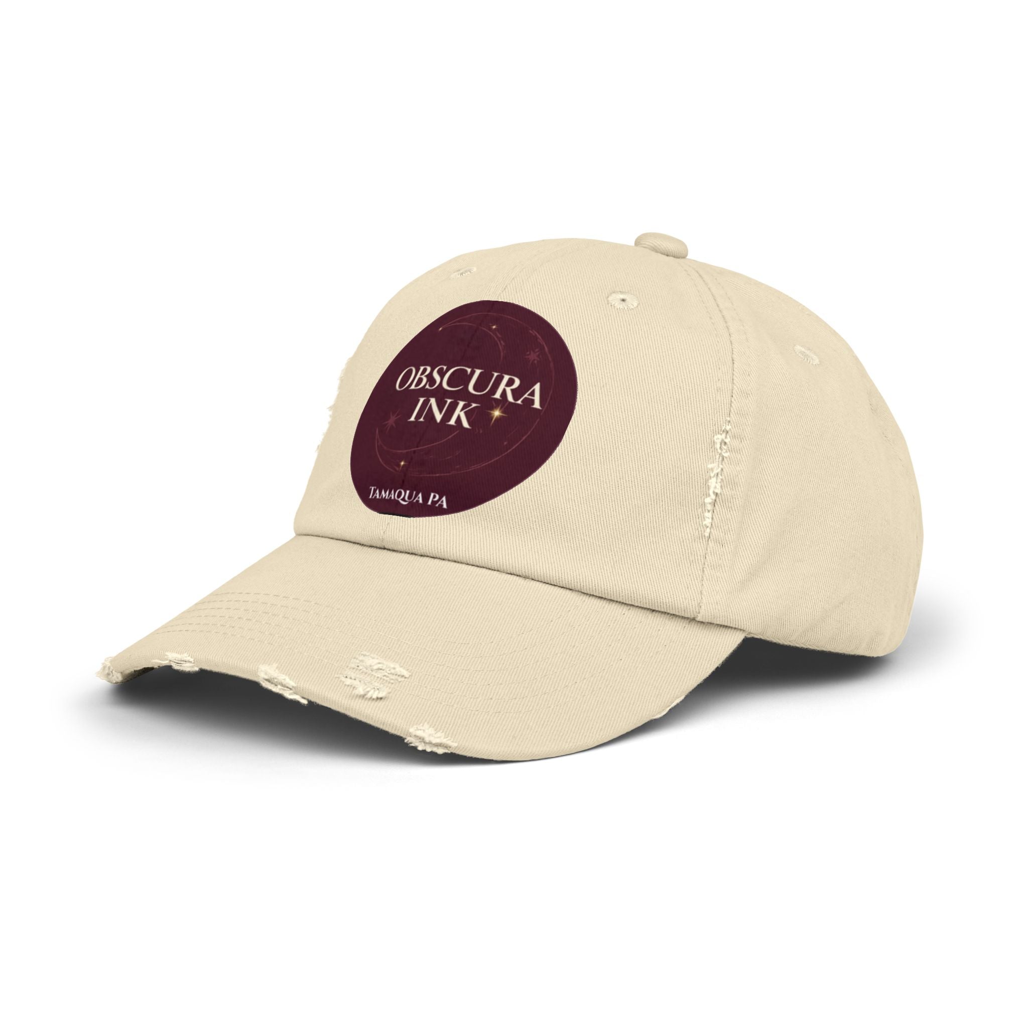 Moon Logo — Obscura Ink Distressed Baseball Cap