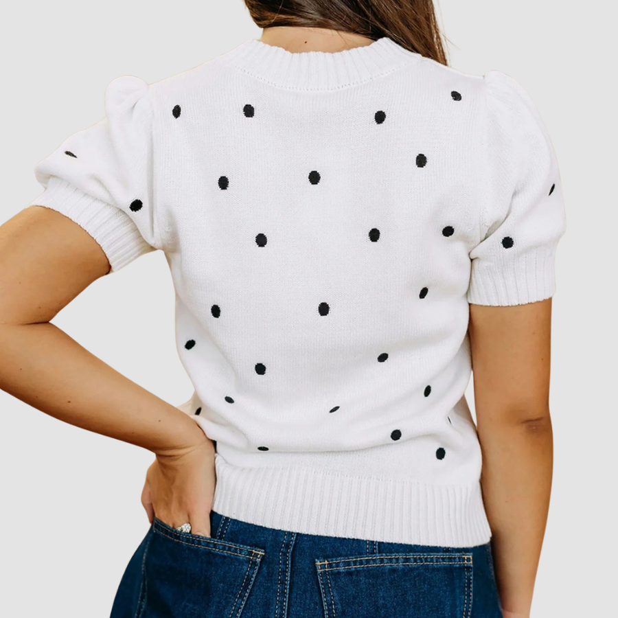 Polka Dot Bubble Short Sleeve Sweater