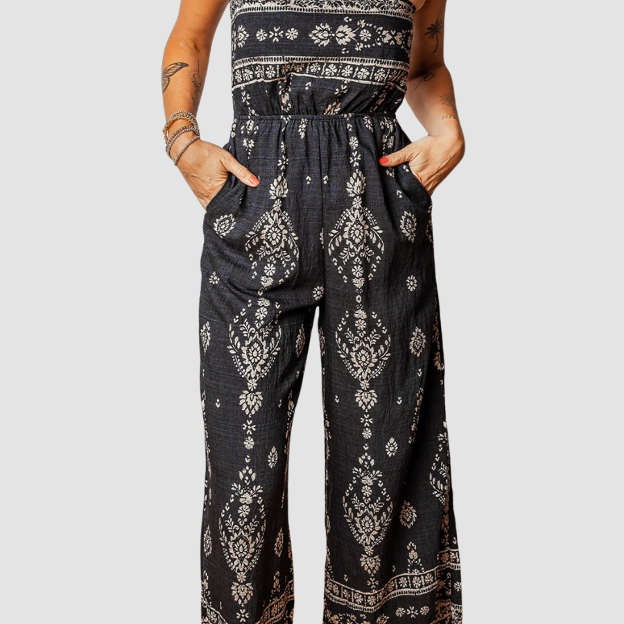 Boho Spaghetti Straps Elastic Waist Jumpsuit
