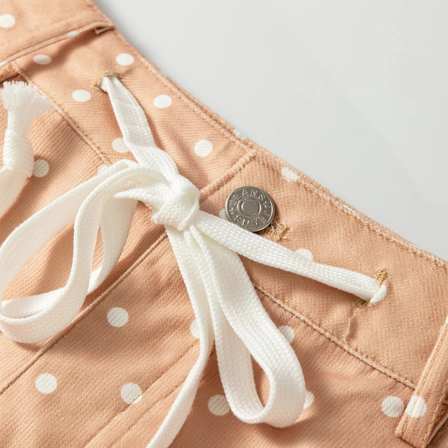 Polka Dot Drawstring High Waist Wide Leg Pants