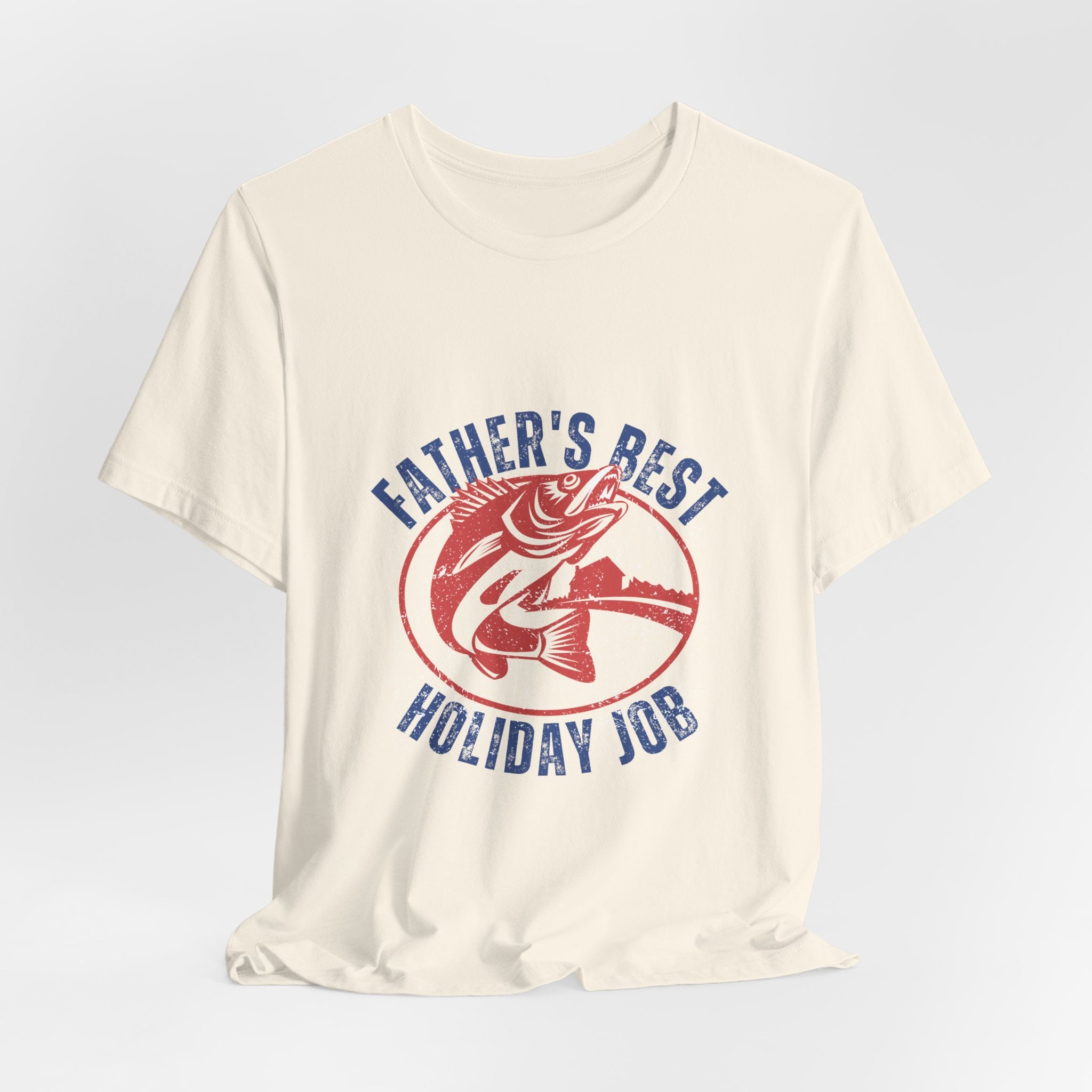 Father's Best Holiday Job T-Shirt — Vintage Fishing Dad Christmas Tee