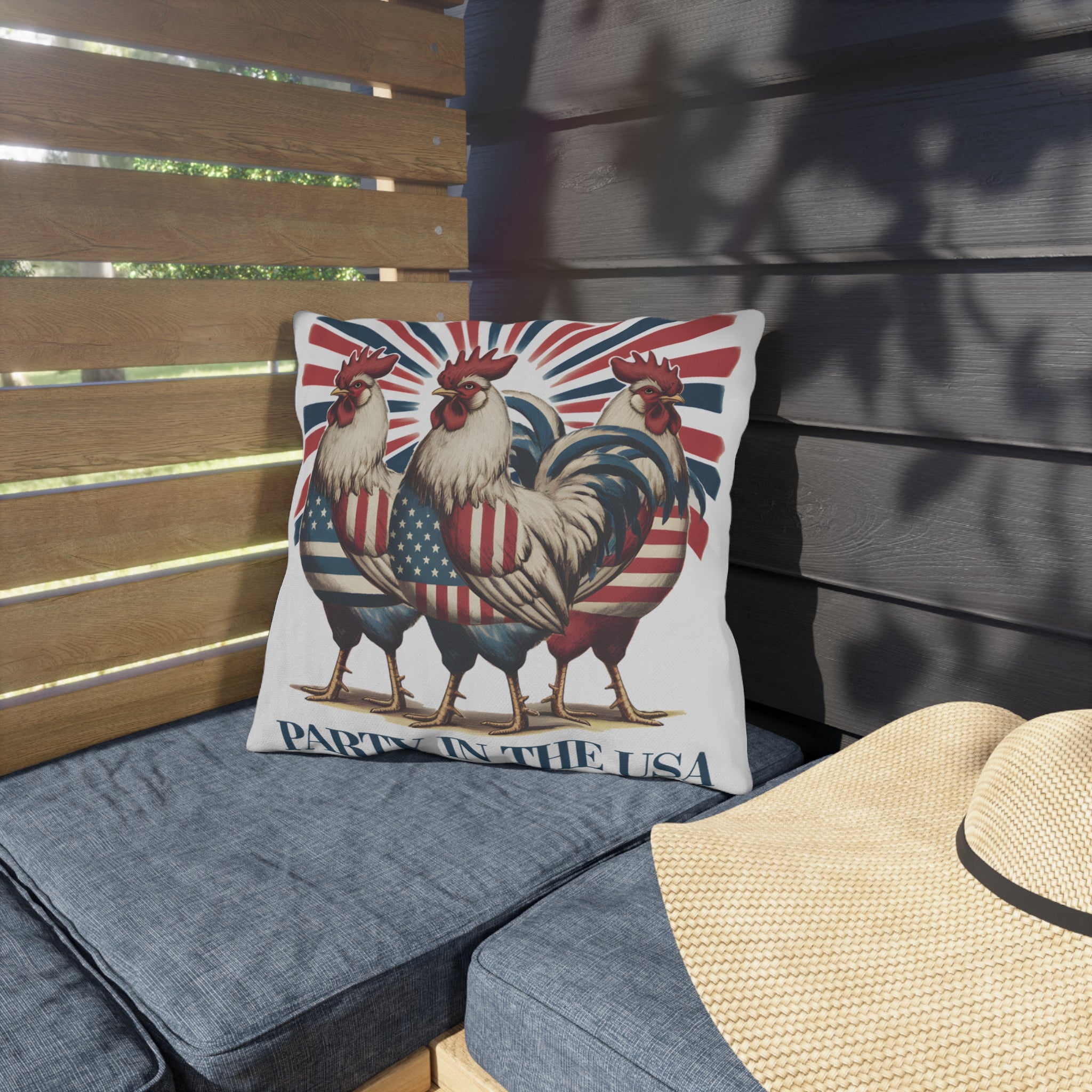 Patriotic Americana Throw Pillow  - 4th of July Outdoor Pillow