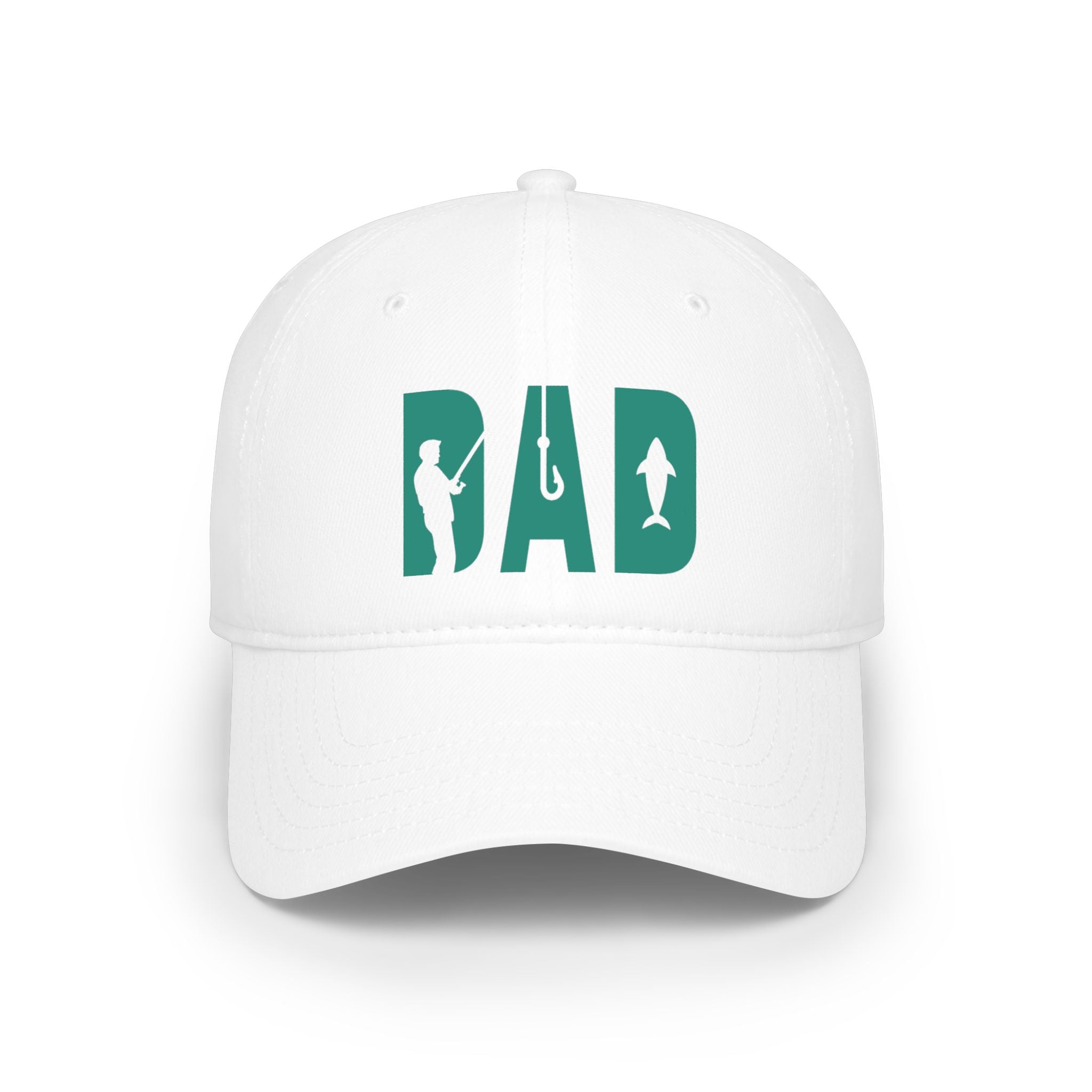 Fishing Dad Low Profile Baseball Cap — 'DAD' Silhouette Hat for Father's Day & Outdoors