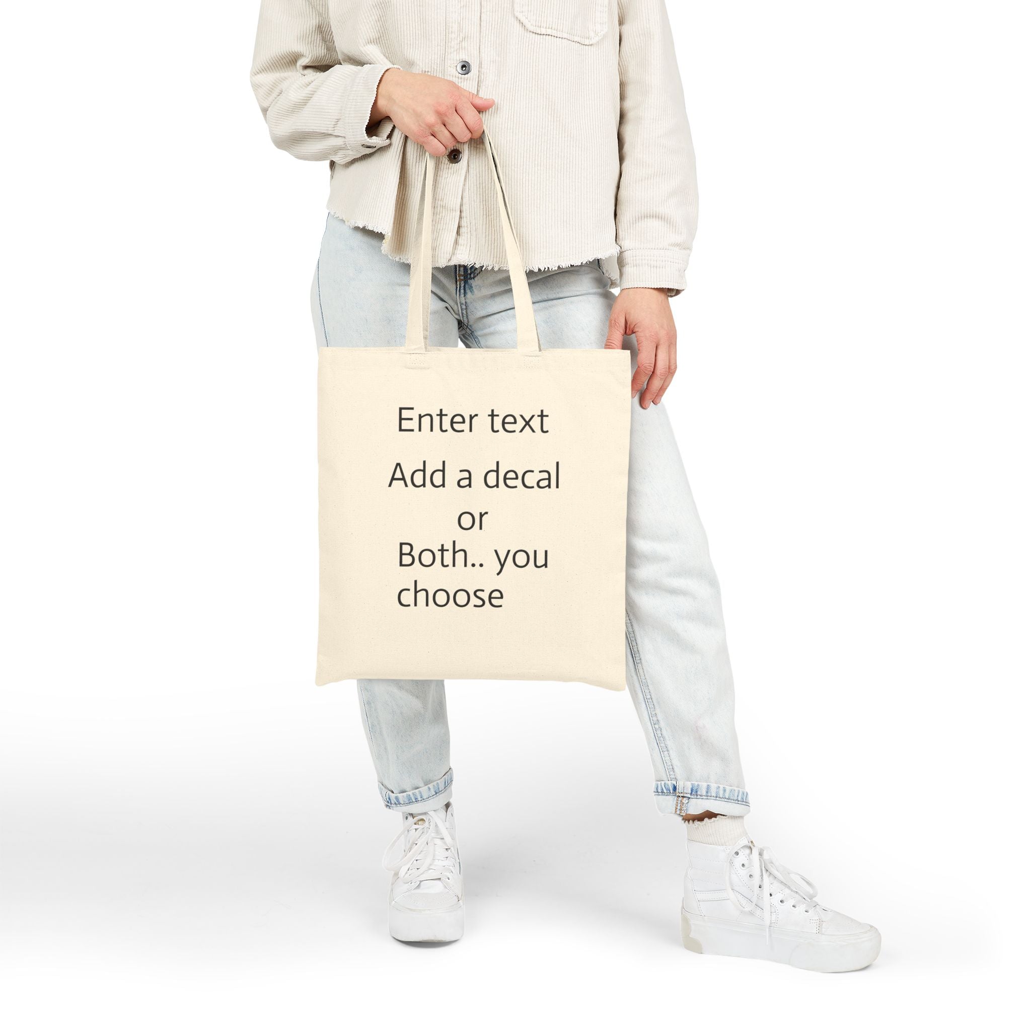 Canvas Tote Bag — Customizable Natural Cotton Tote (Add Text or Decal)