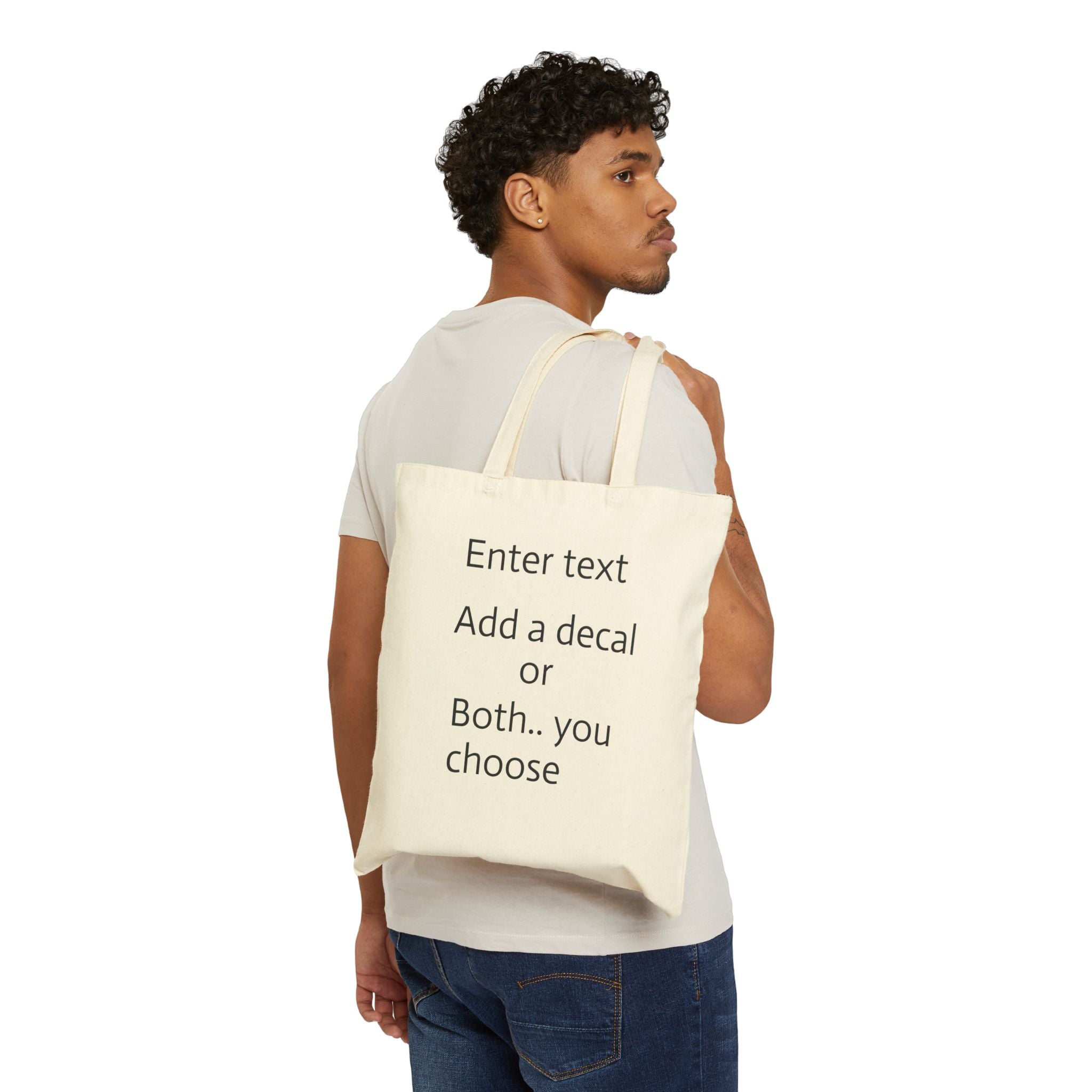 Canvas Tote Bag — Customizable Natural Cotton Tote (Add Text or Decal)