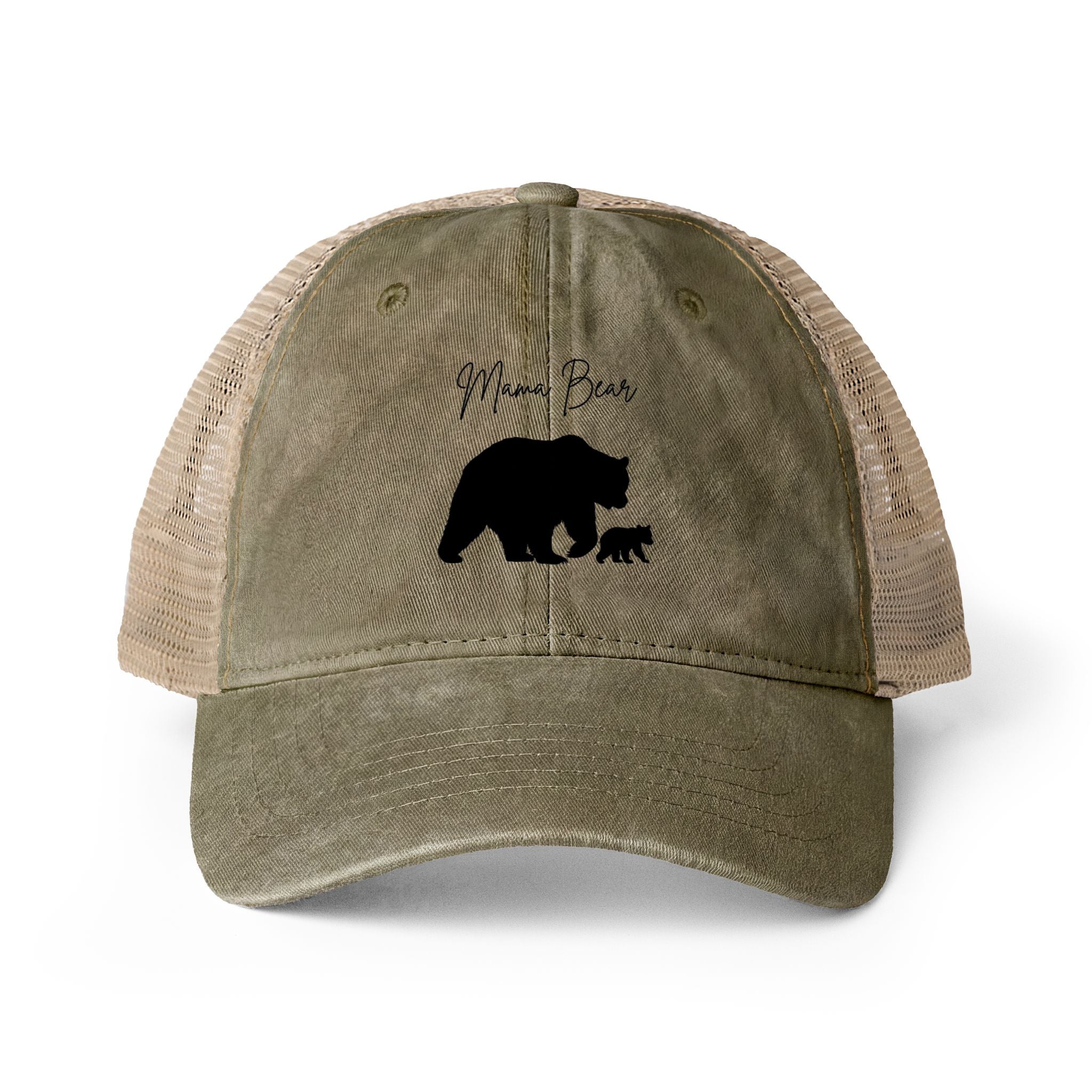 Women's Washed Mesh-Back Cap - Mama Bear