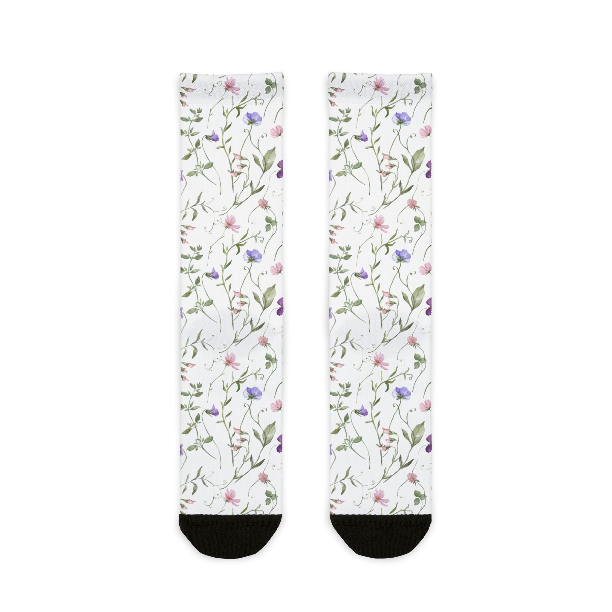 Floral Watercolor Crew Socks – Delicate Wildflower Design