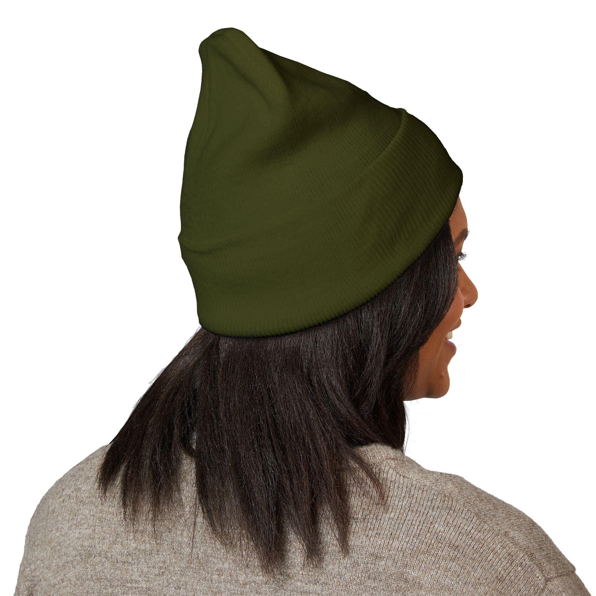 Embroidered Mossy Clover Cuffed Beanie