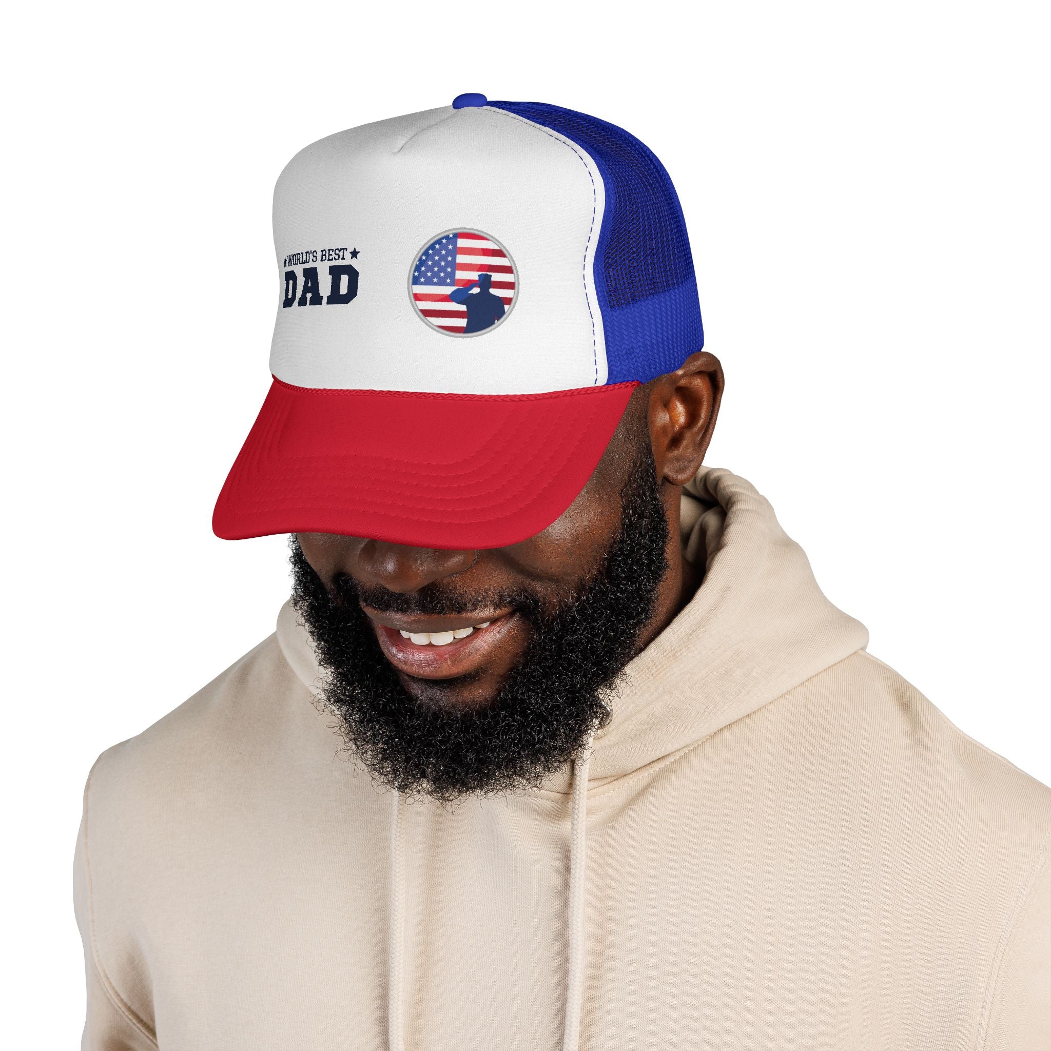 World's Best Dad Trucker Cap — Patriotic American Flag Father’s Day Hat