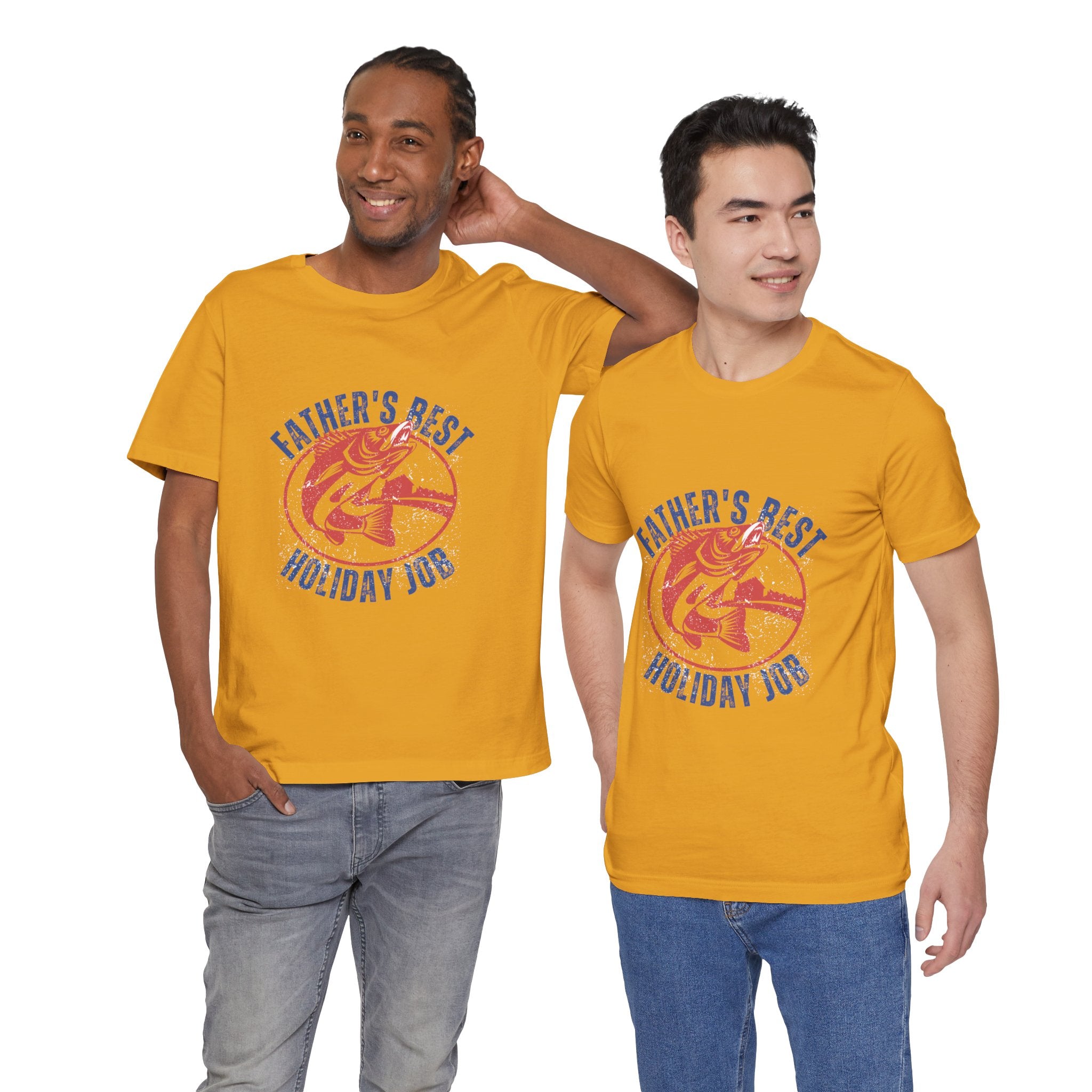 Father's Best Holiday Job T-Shirt — Vintage Fishing Dad Christmas Tee