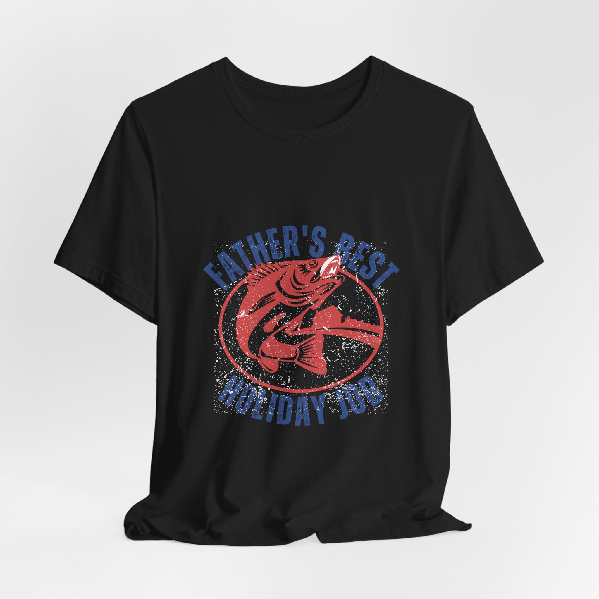 Father's Best Holiday Job T-Shirt — Vintage Fishing Dad Christmas Tee
