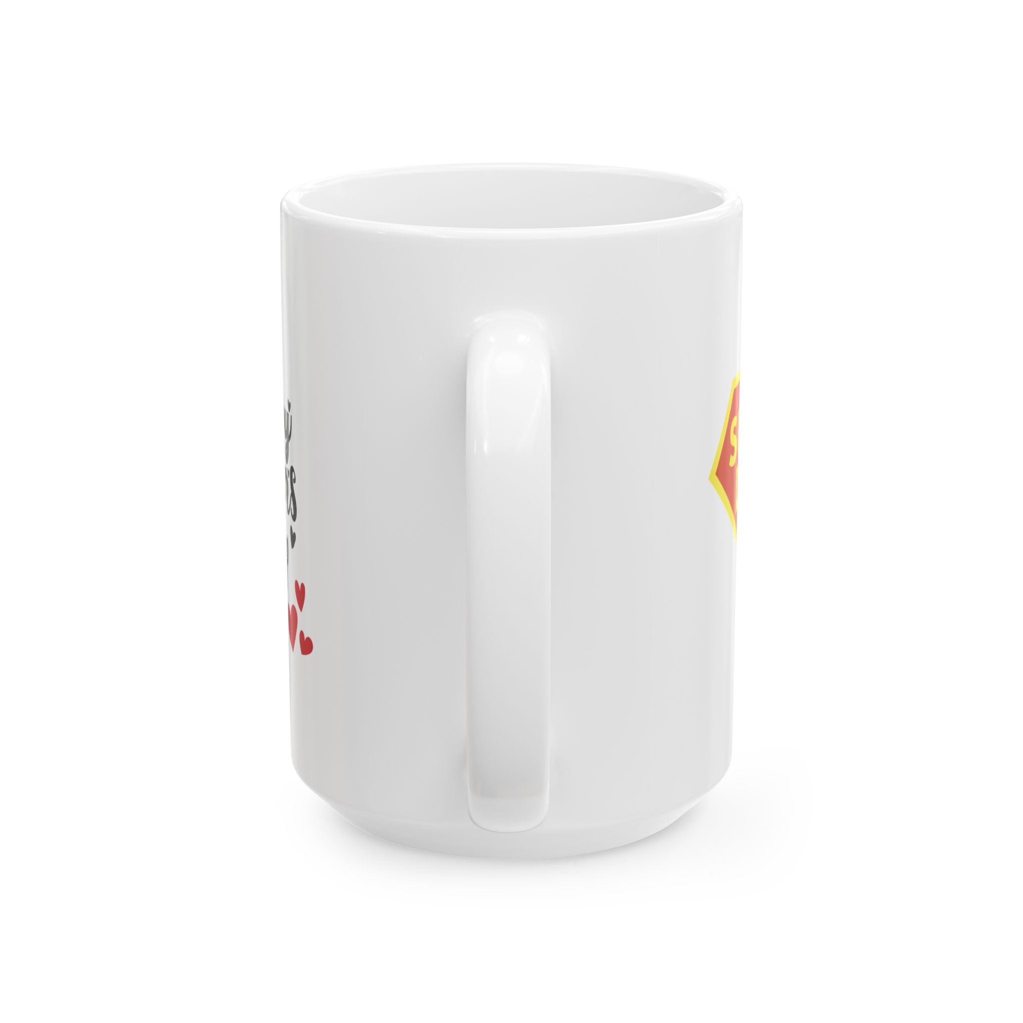 Ceramic Mug — "Super Dad" Coffee Cup with Heart Accents (11oz, 15oz)
