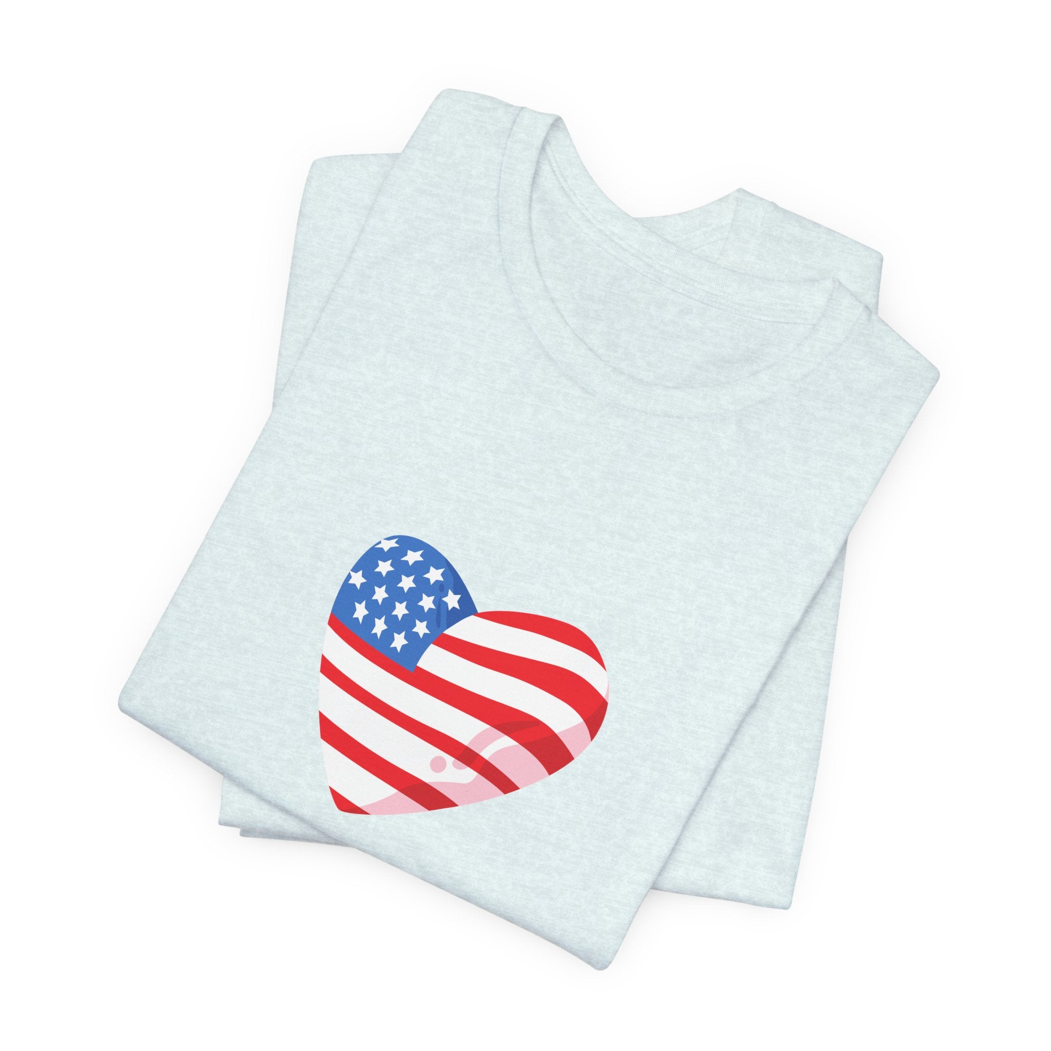 4th of July Heart Flag Tee — American Flag Heart Graphic T-Shirt
