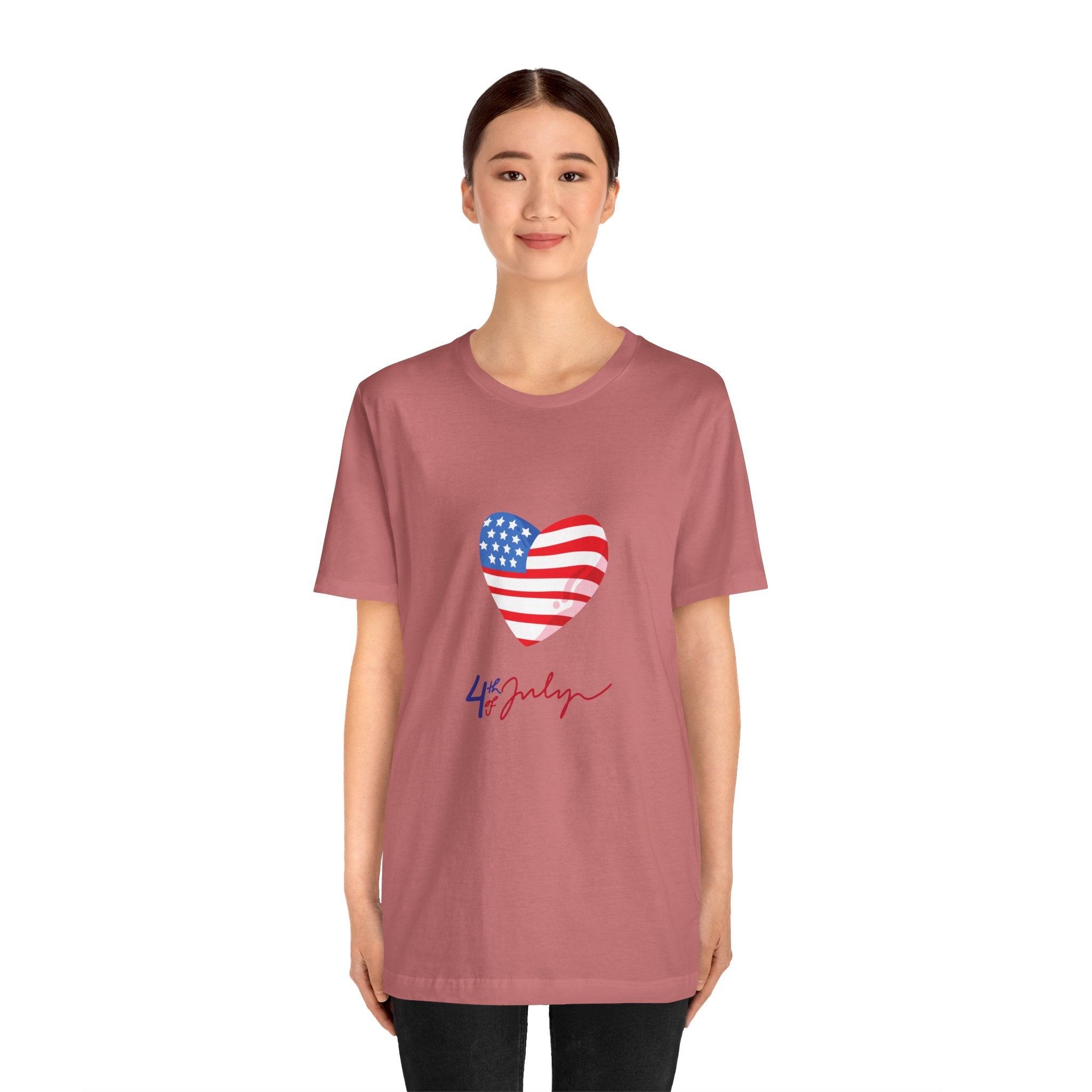 4th of July Heart Flag Tee — American Flag Heart Graphic T-Shirt