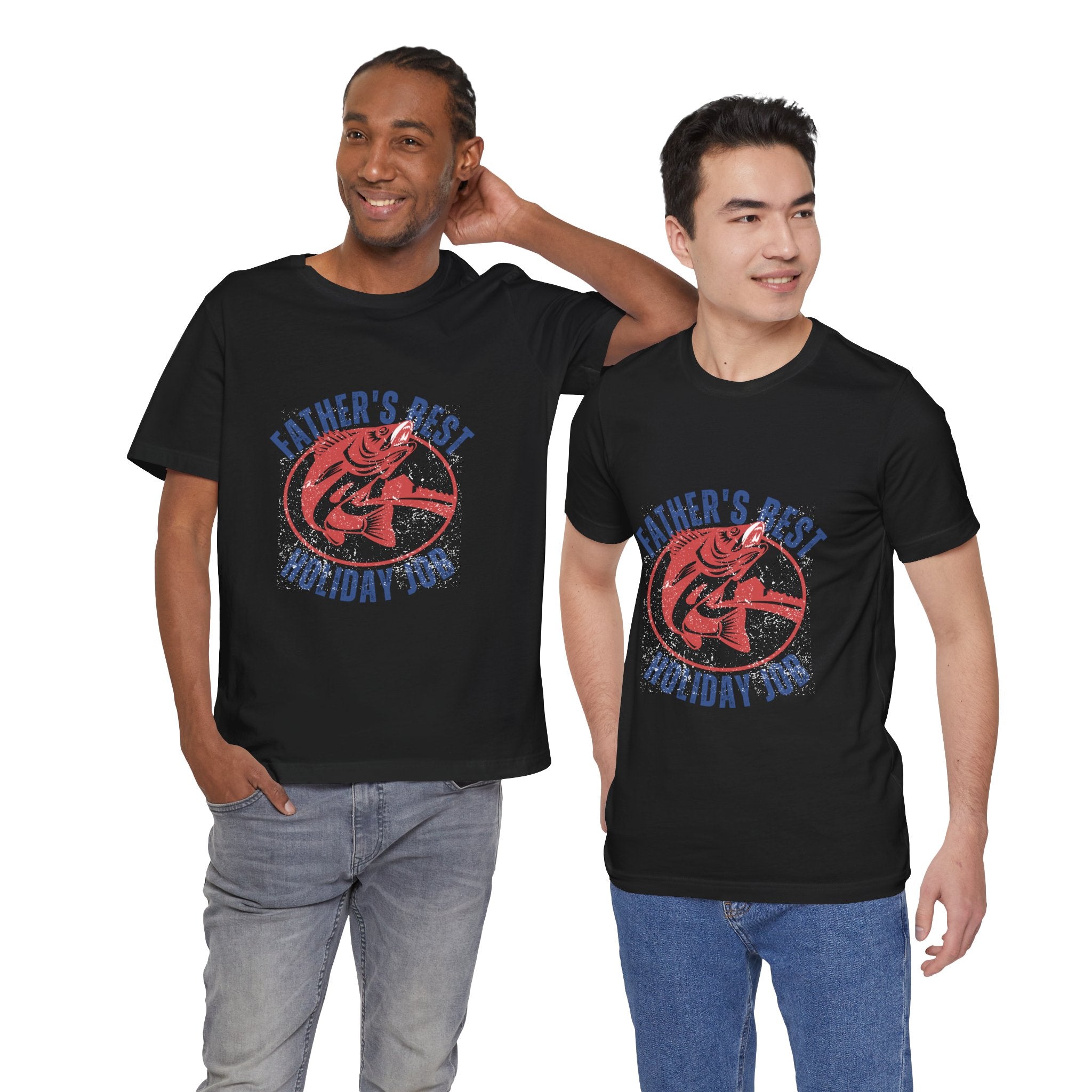 Father's Best Holiday Job T-Shirt — Vintage Fishing Dad Christmas Tee