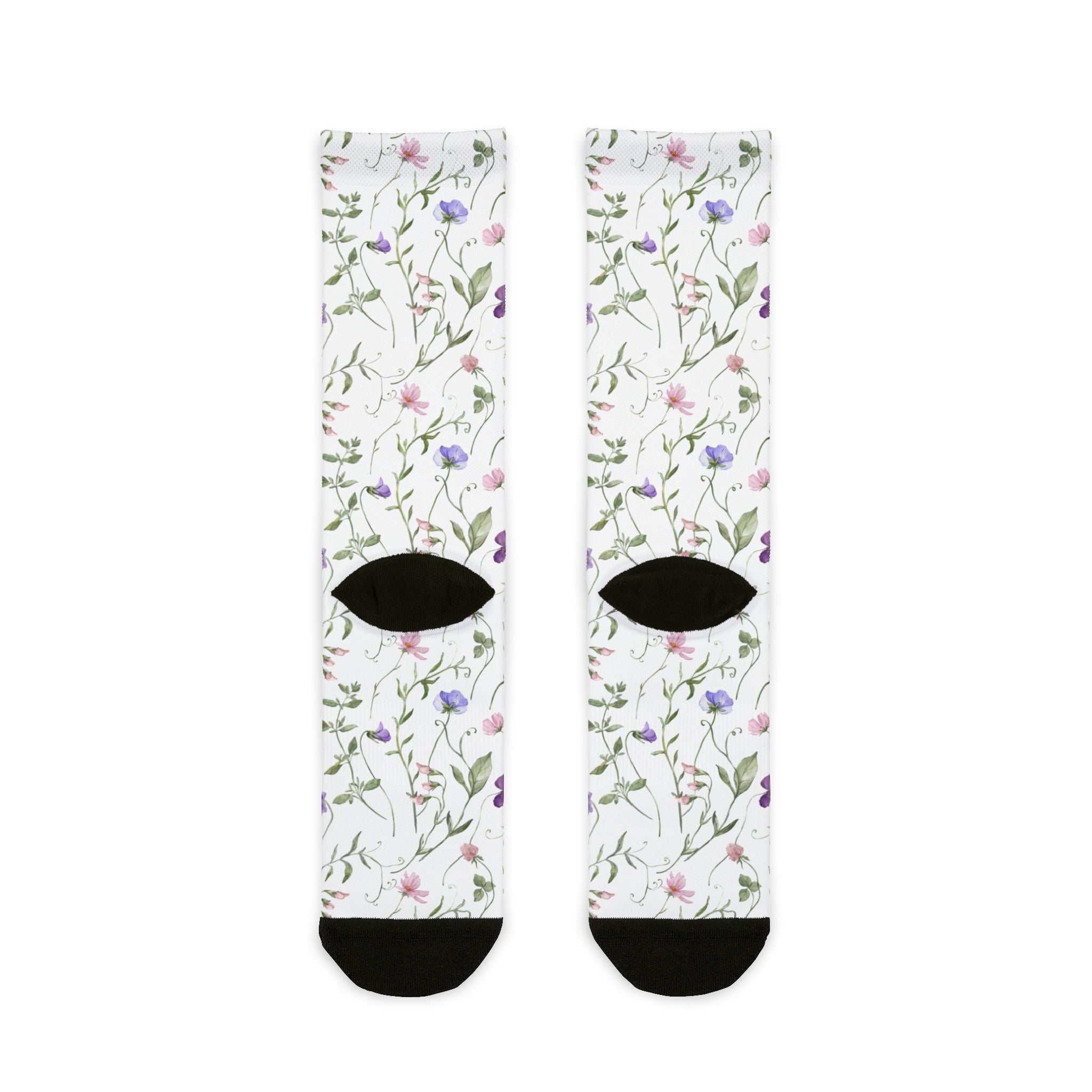 Floral Watercolor Crew Socks – Delicate Wildflower Design