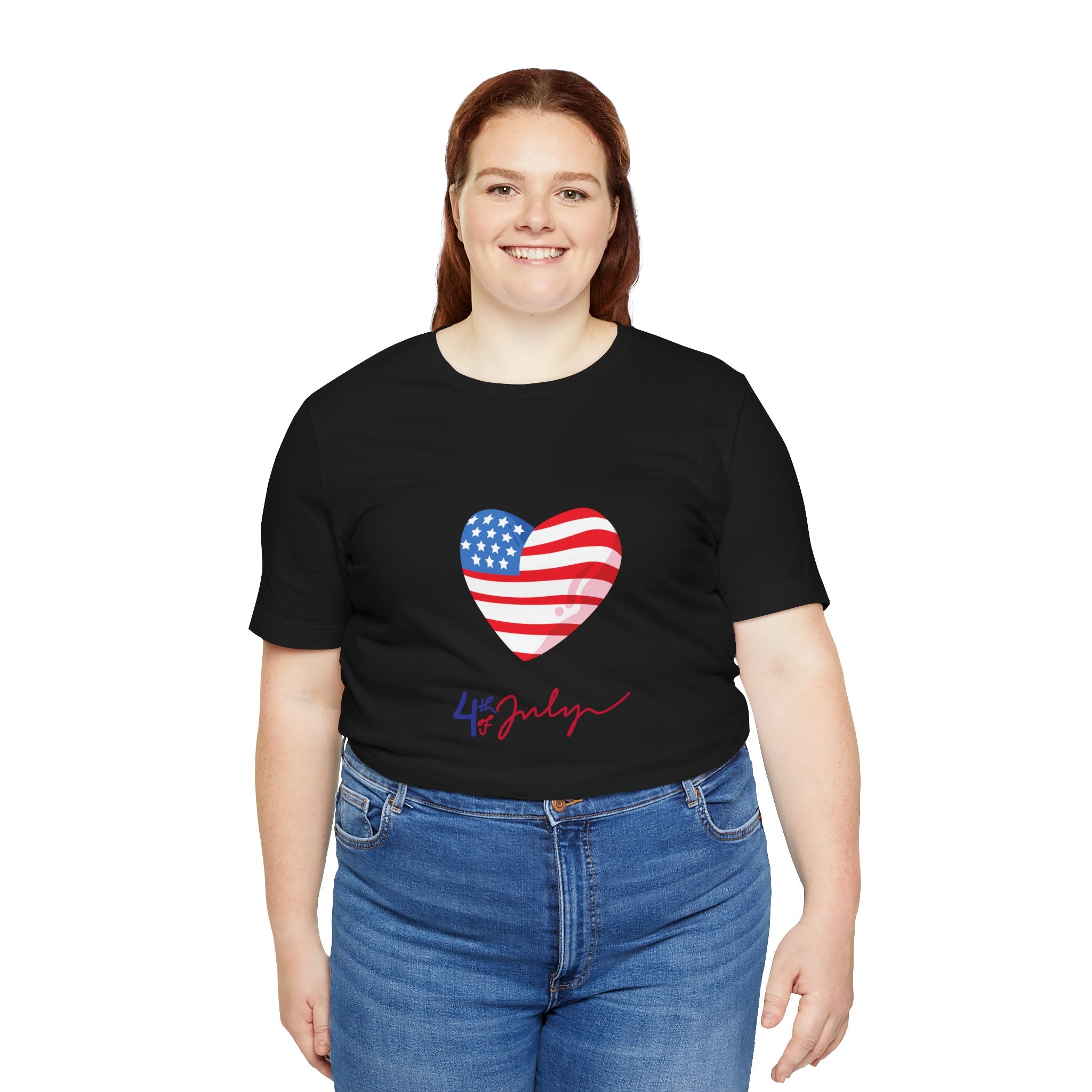 4th of July Heart Flag Tee — American Flag Heart Graphic T-Shirt
