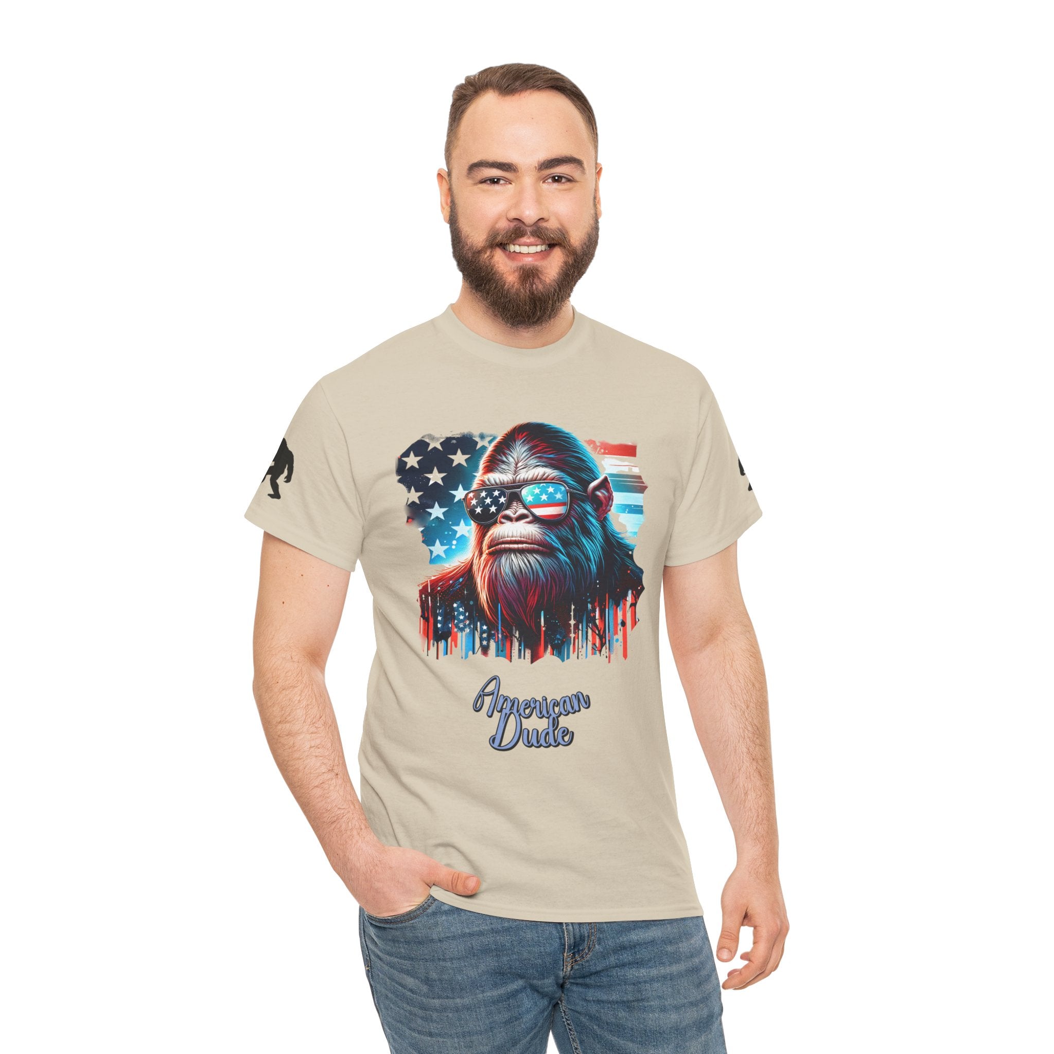 Patriotic Ape Tee — "American Dude" Graphic T-Shirt
