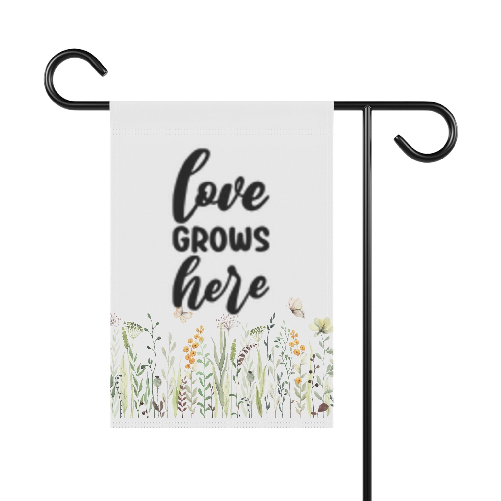 Garden Flag - "Love Grows Here" Floral House & Garden Banner