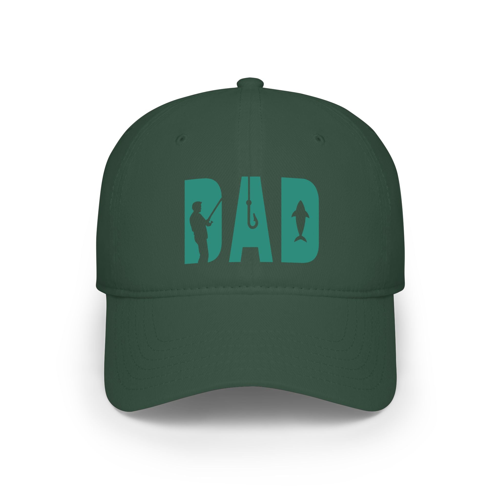 Fishing Dad Low Profile Baseball Cap — 'DAD' Silhouette Hat for Father's Day & Outdoors
