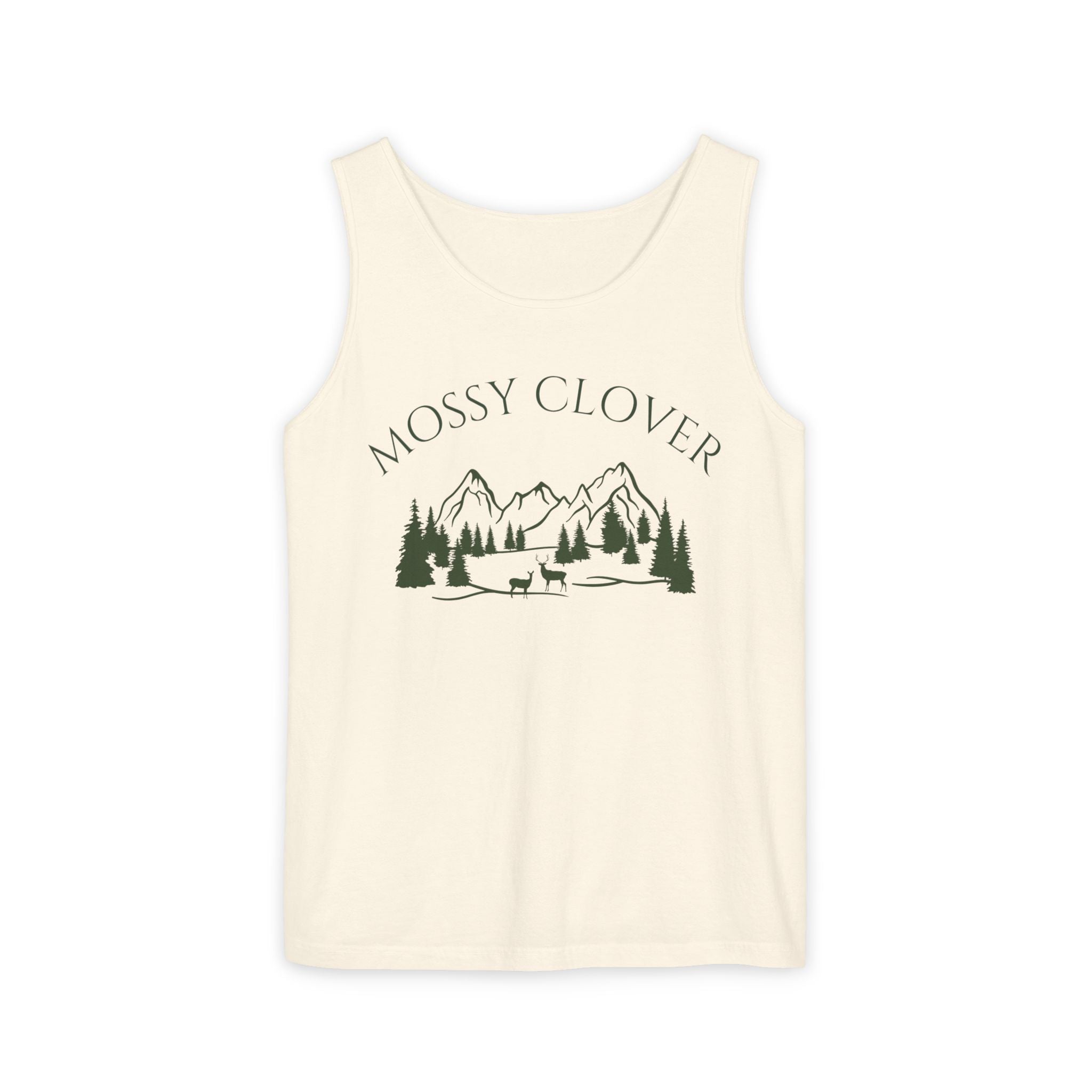 Mossy Clover Mountain Tank Top — Outdoor Nature Graphic Tank