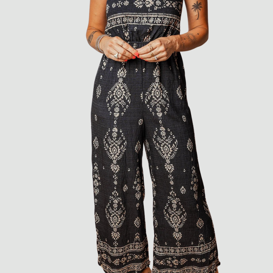 Boho Spaghetti Straps Elastic Waist Jumpsuit