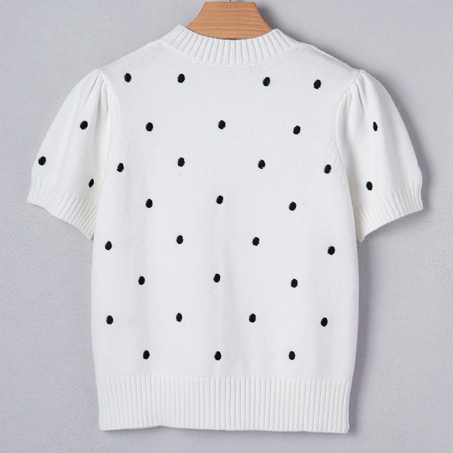 Polka Dot Bubble Short Sleeve Sweater