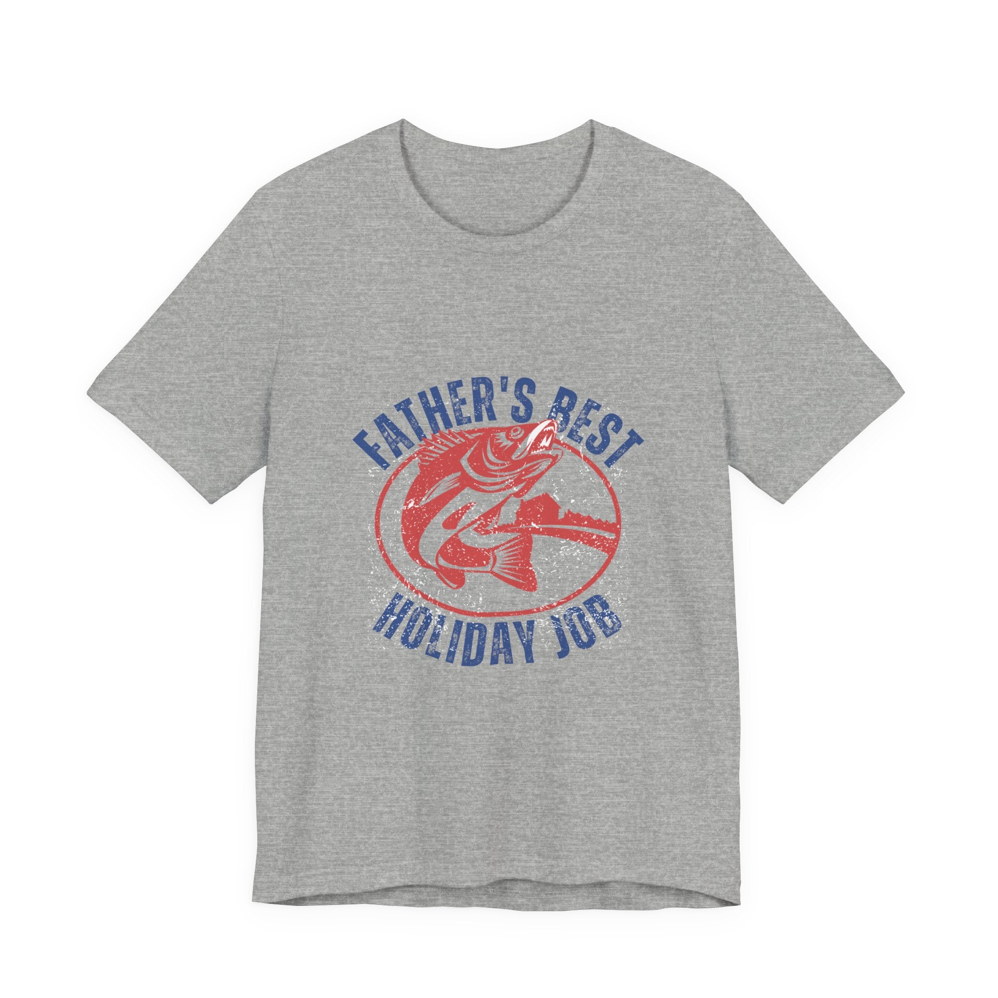 Father's Best Holiday Job T-Shirt — Vintage Fishing Dad Christmas Tee
