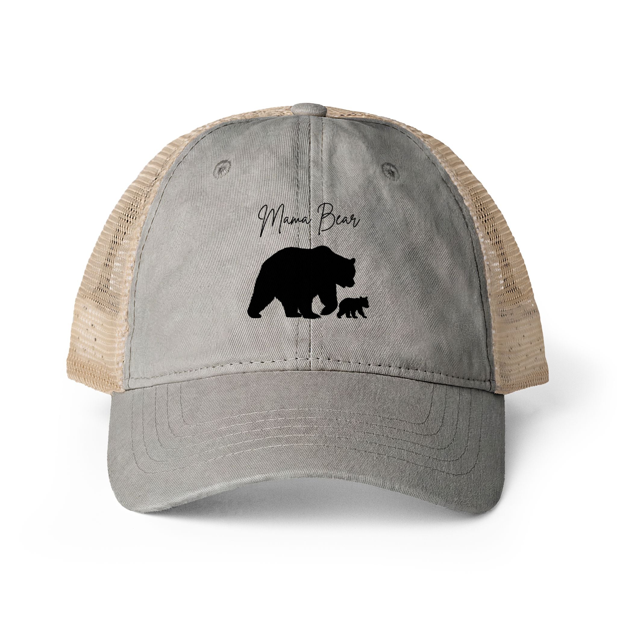 Women's Washed Mesh-Back Cap - Mama Bear