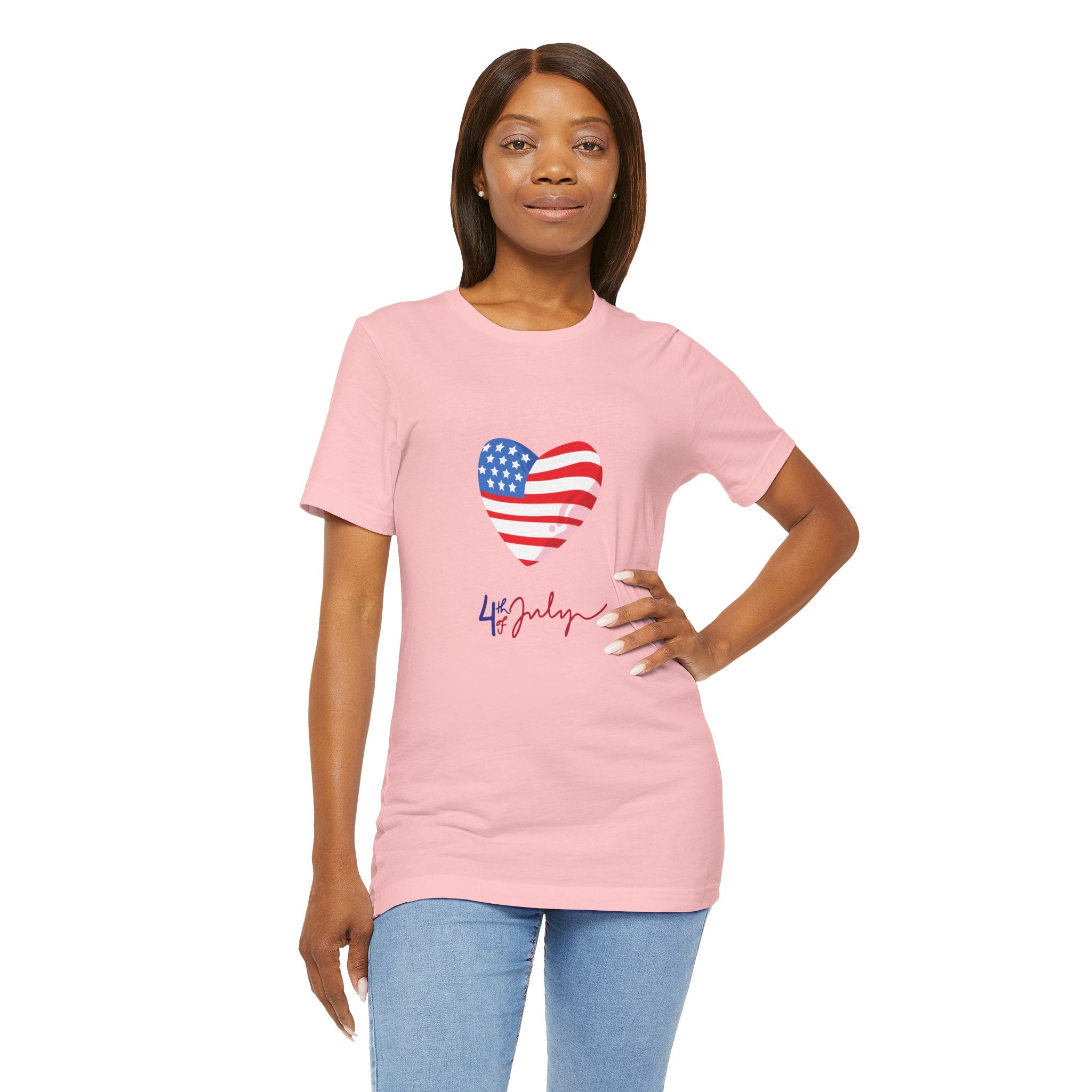 4th of July Heart Flag Tee — American Flag Heart Graphic T-Shirt