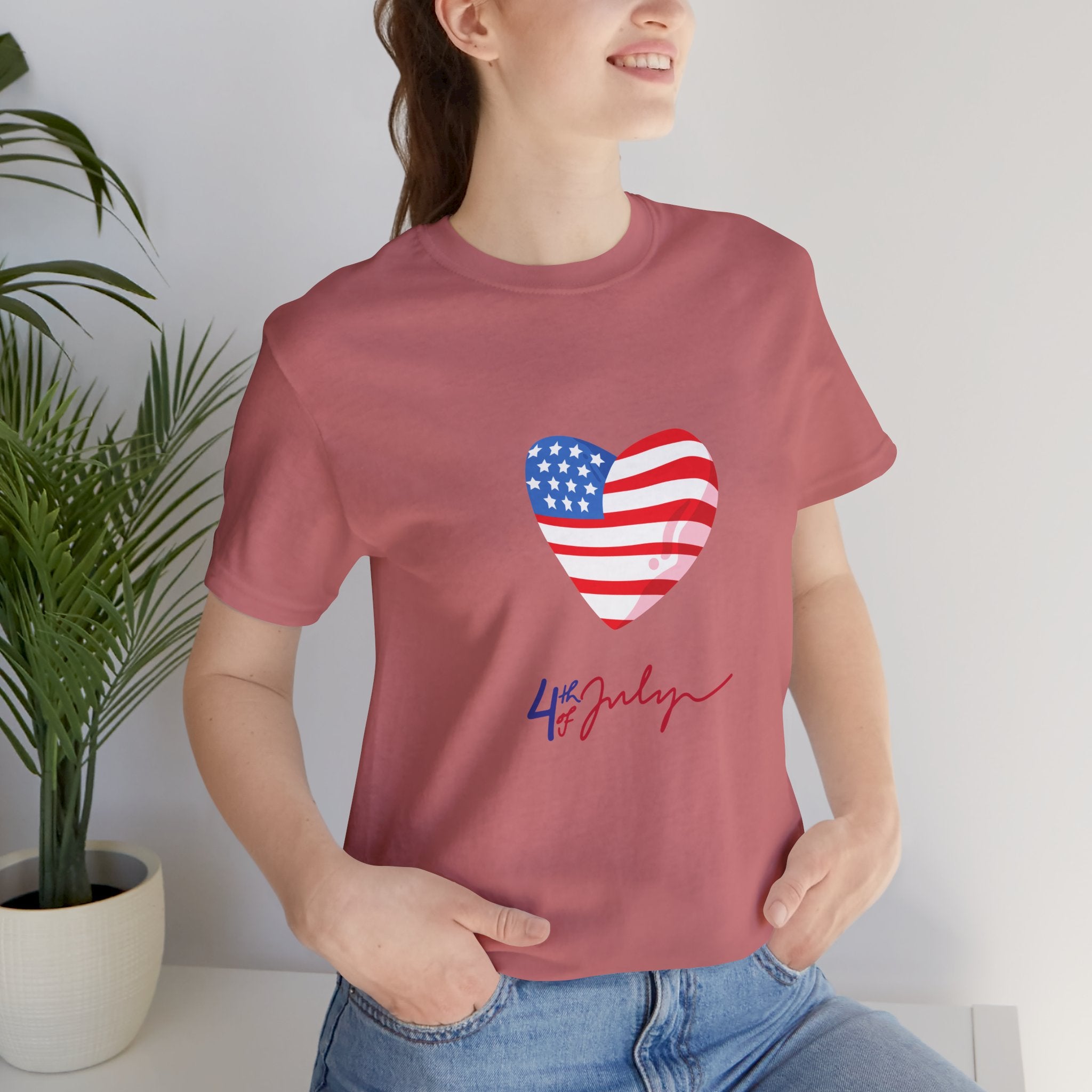 4th of July Heart Flag Tee — American Flag Heart Graphic T-Shirt