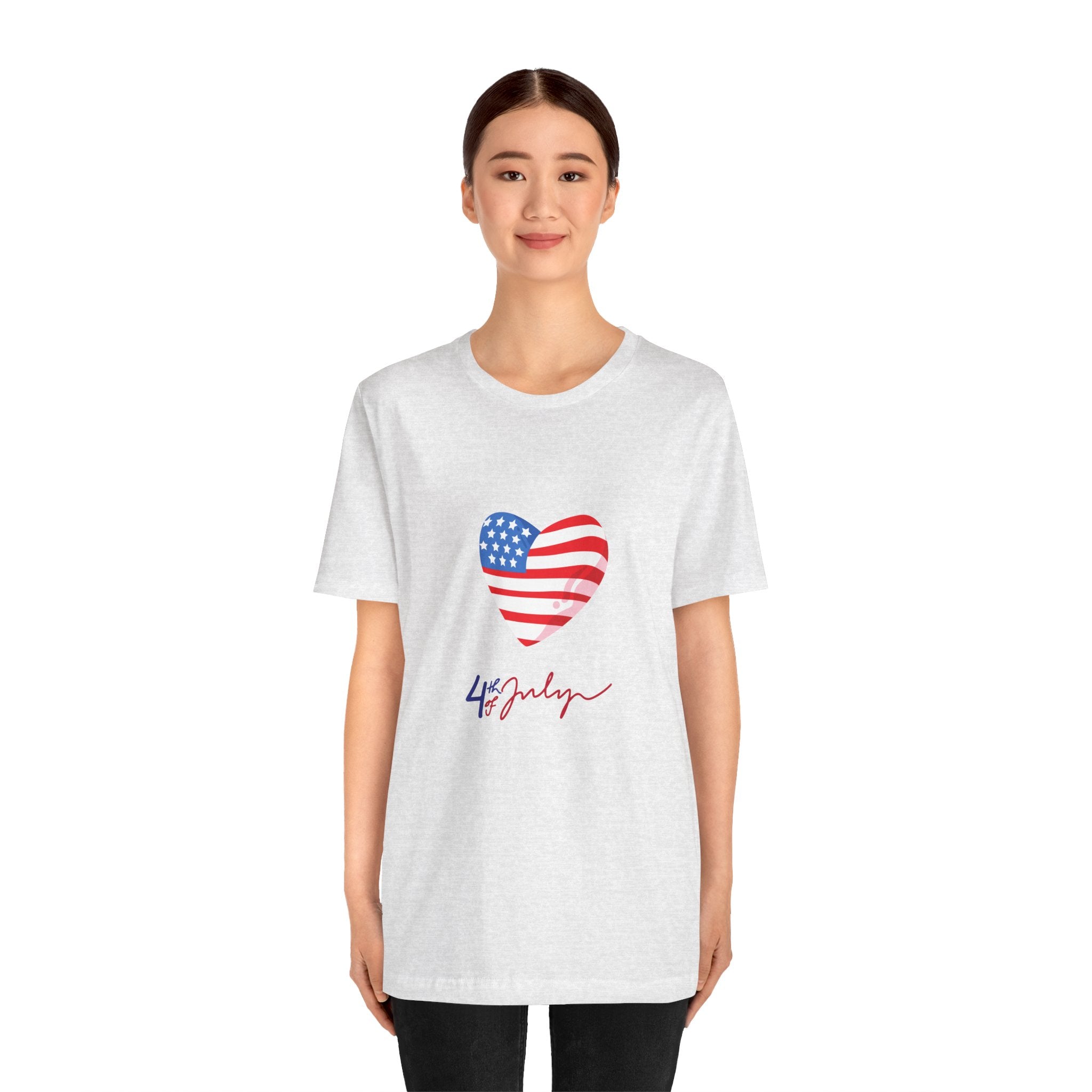 4th of July Heart Flag Tee — American Flag Heart Graphic T-Shirt