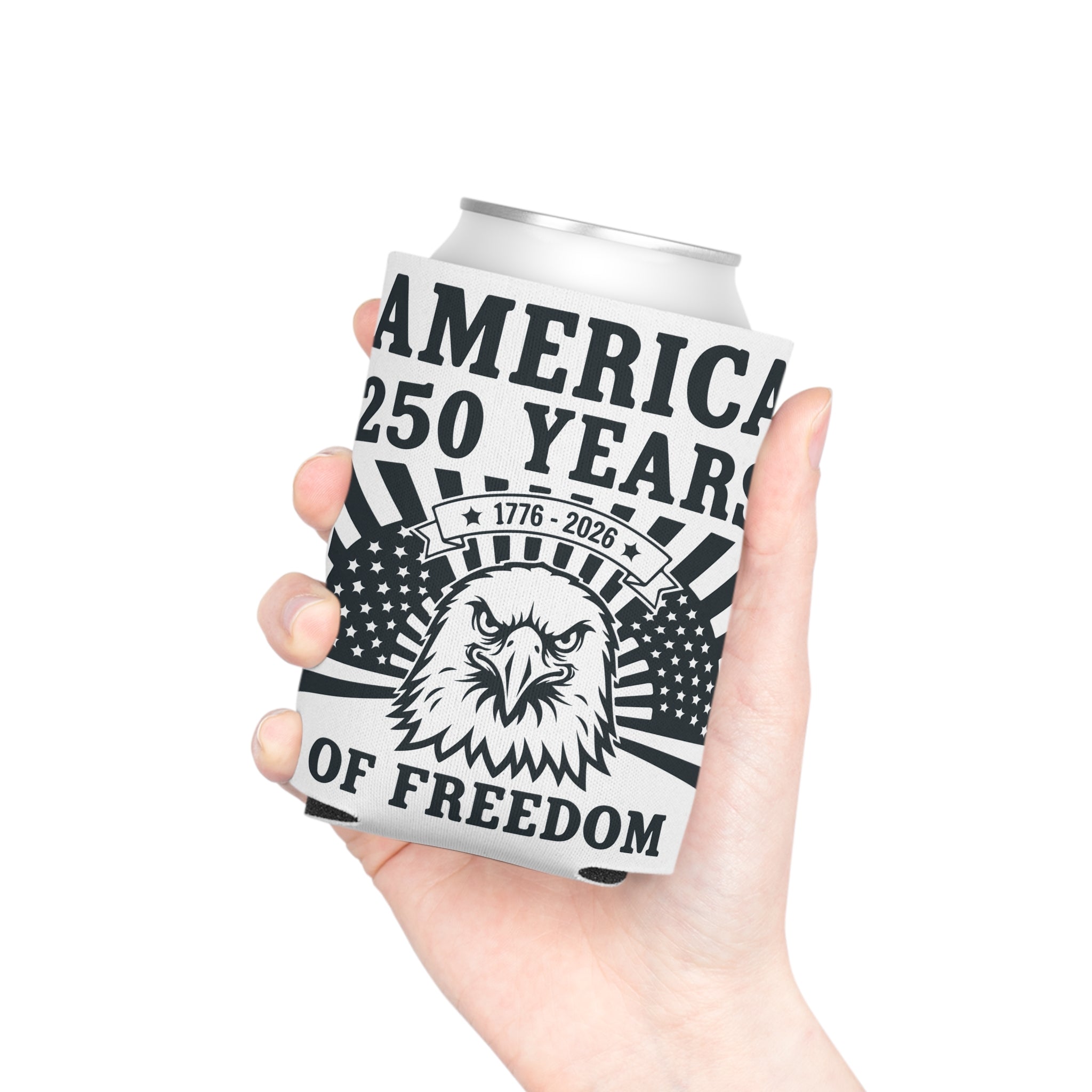250 Years of Freedom Can Cooler – America 1776–2026 Eagle Flag Stubby Cooler