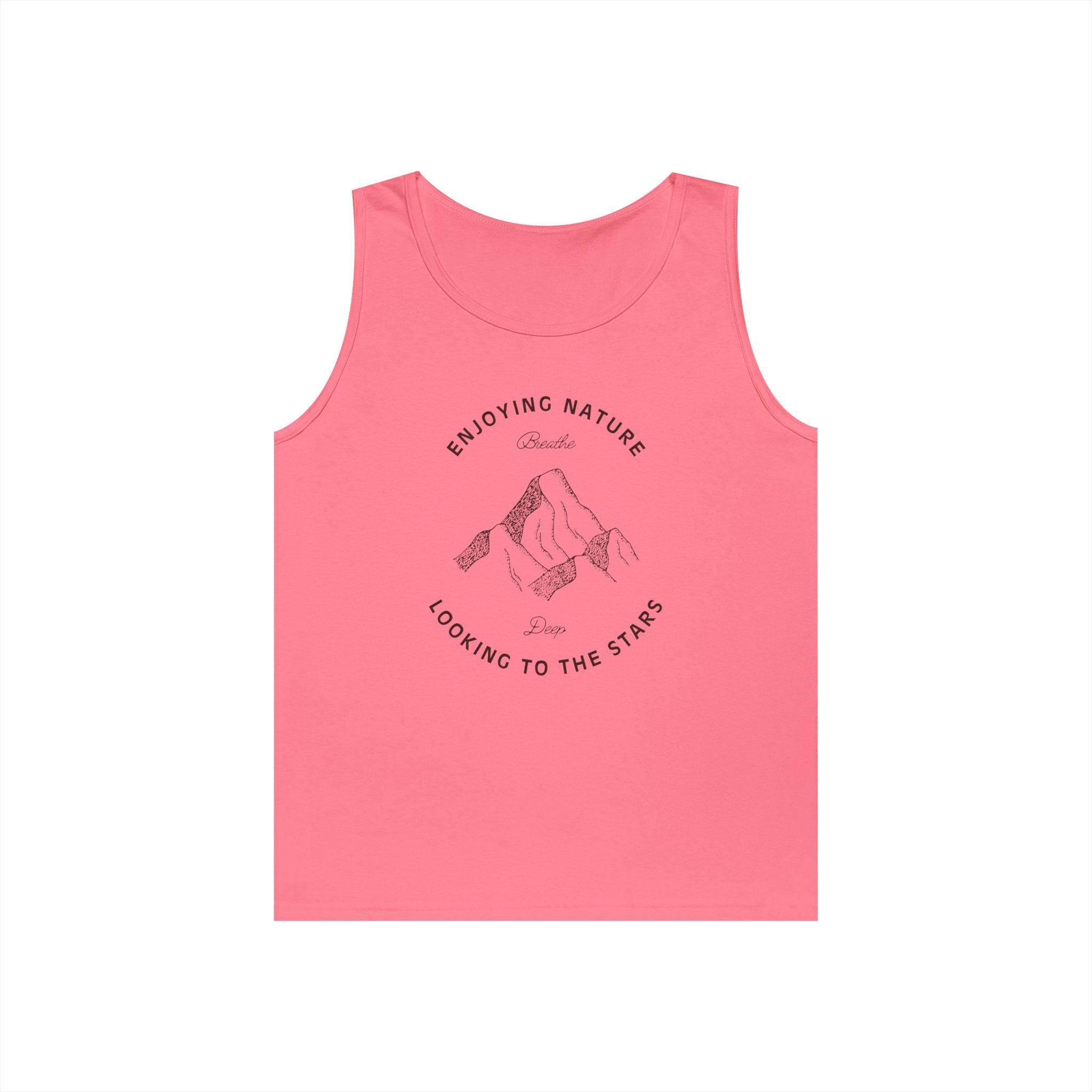 Nature Mountain Tank Top — "Enjoying Nature, Looking to the Stars" Minimalist Outdoor Tee