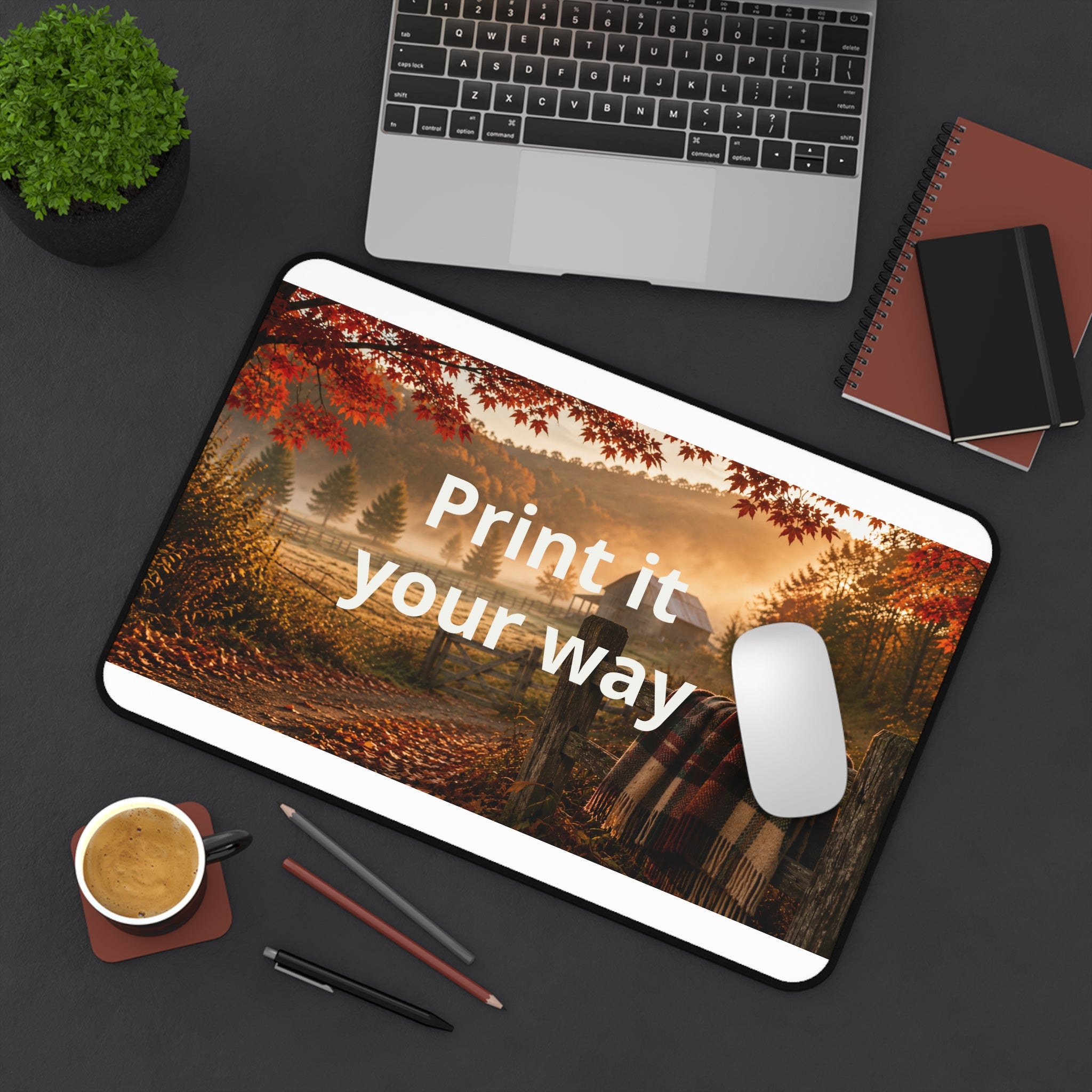 Custom Photo Desk Mat — Personalized Scenic Office Mousepad ("Print it your way")