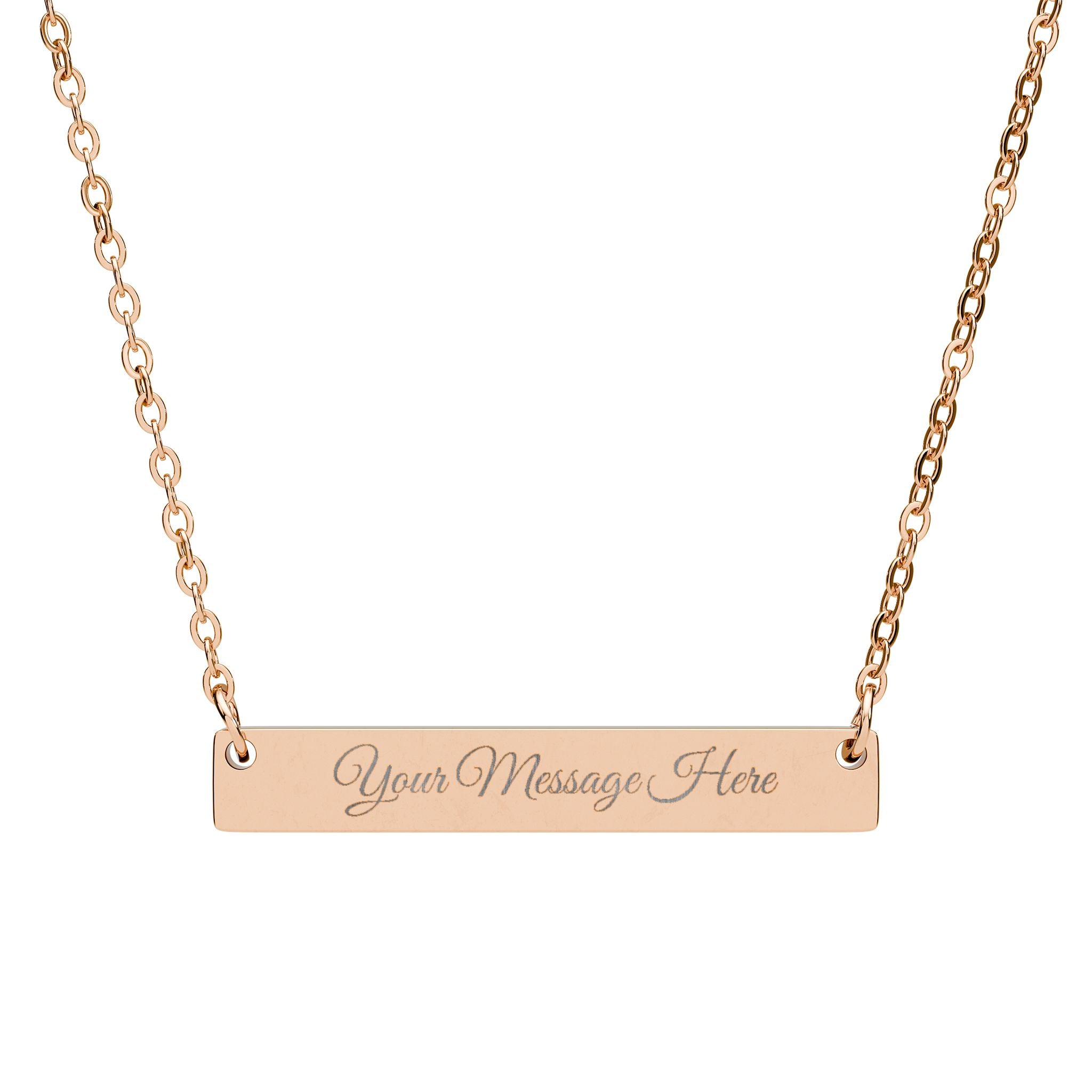 Engraved Horizontal Bar Necklace — Personalized Name Plate Pendant