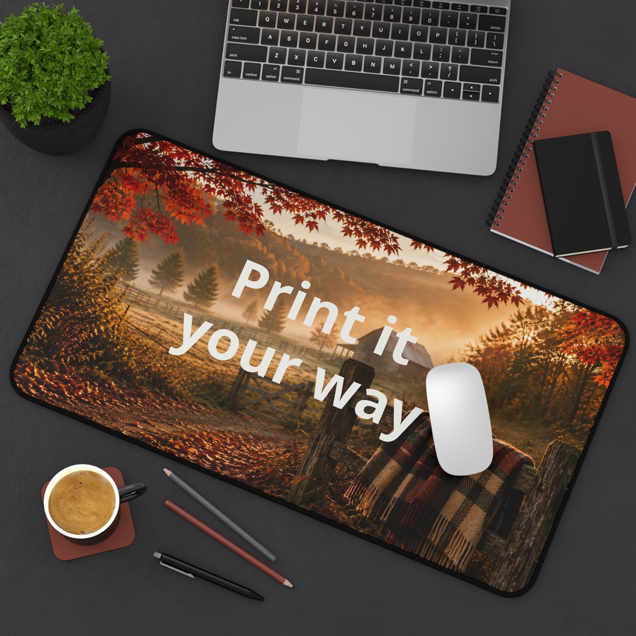 Custom Photo Desk Mat — Personalized Scenic Office Mousepad ("Print it your way")