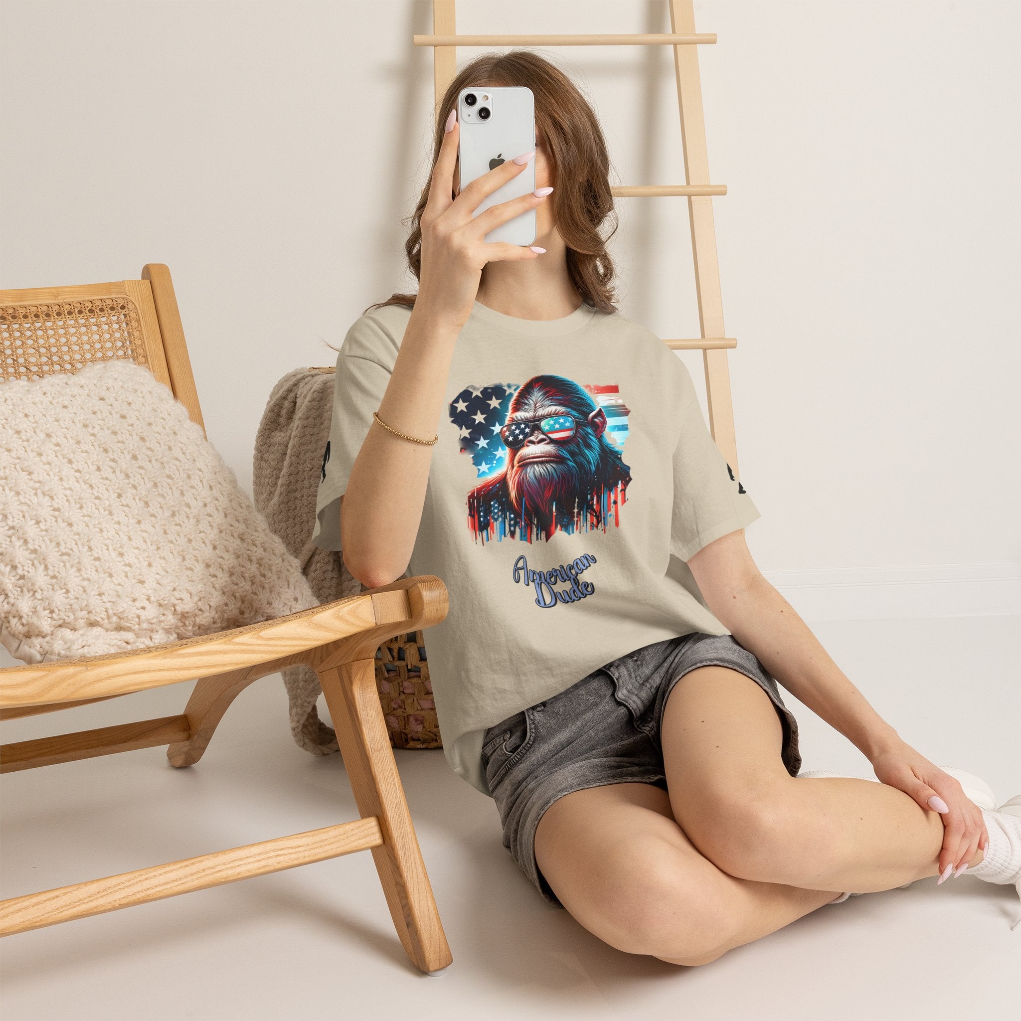 Patriotic Ape Tee — "American Dude" Graphic T-Shirt