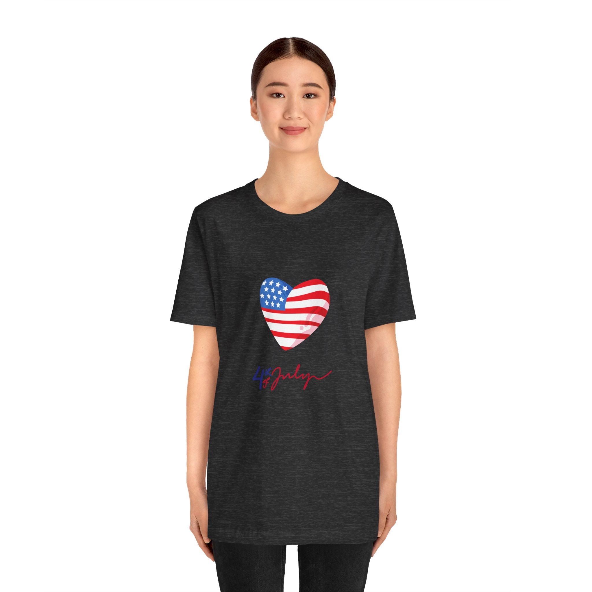 4th of July Heart Flag Tee — American Flag Heart Graphic T-Shirt