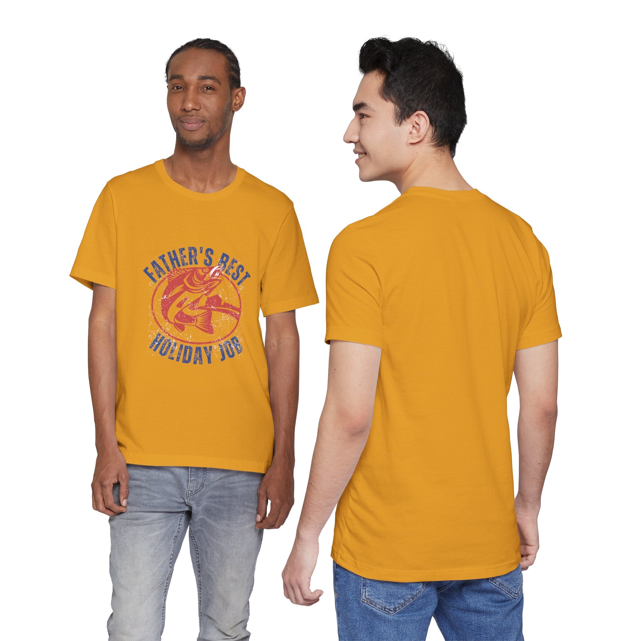 Father's Best Holiday Job T-Shirt — Vintage Fishing Dad Christmas Tee