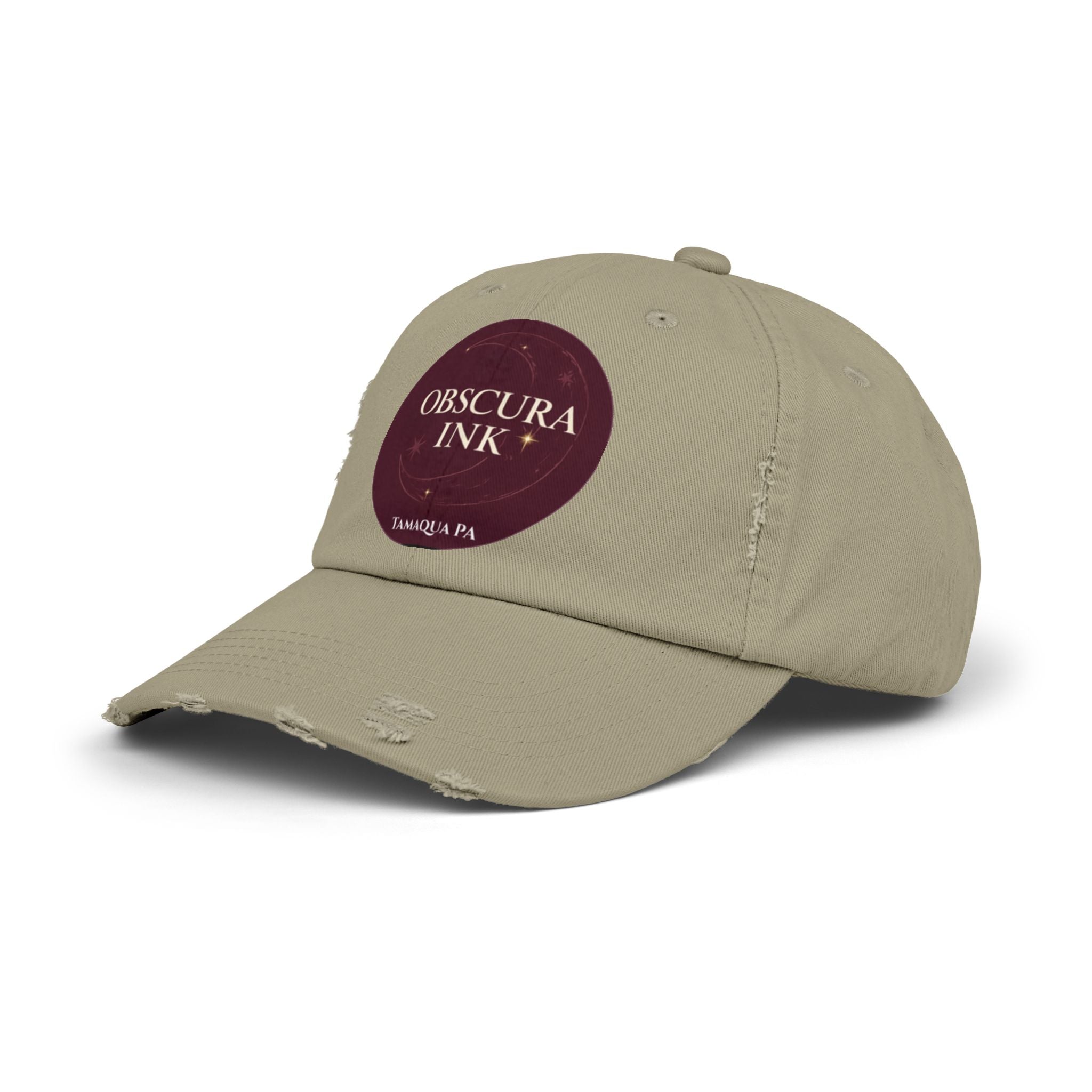 Moon Logo — Obscura Ink Distressed Baseball Cap