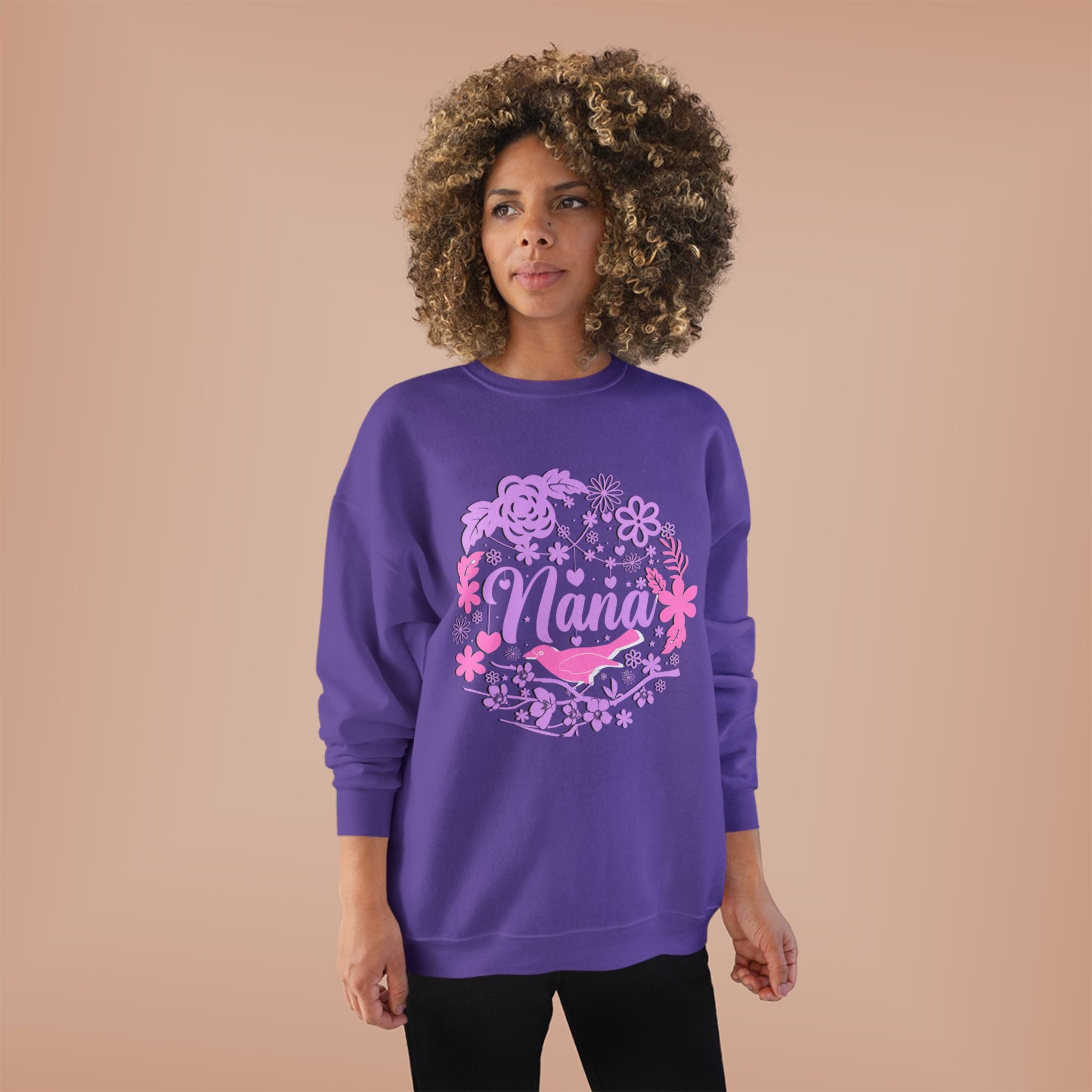 Nana Floral Crewneck Sweatshirt — Pink /Purple Grandma Gift