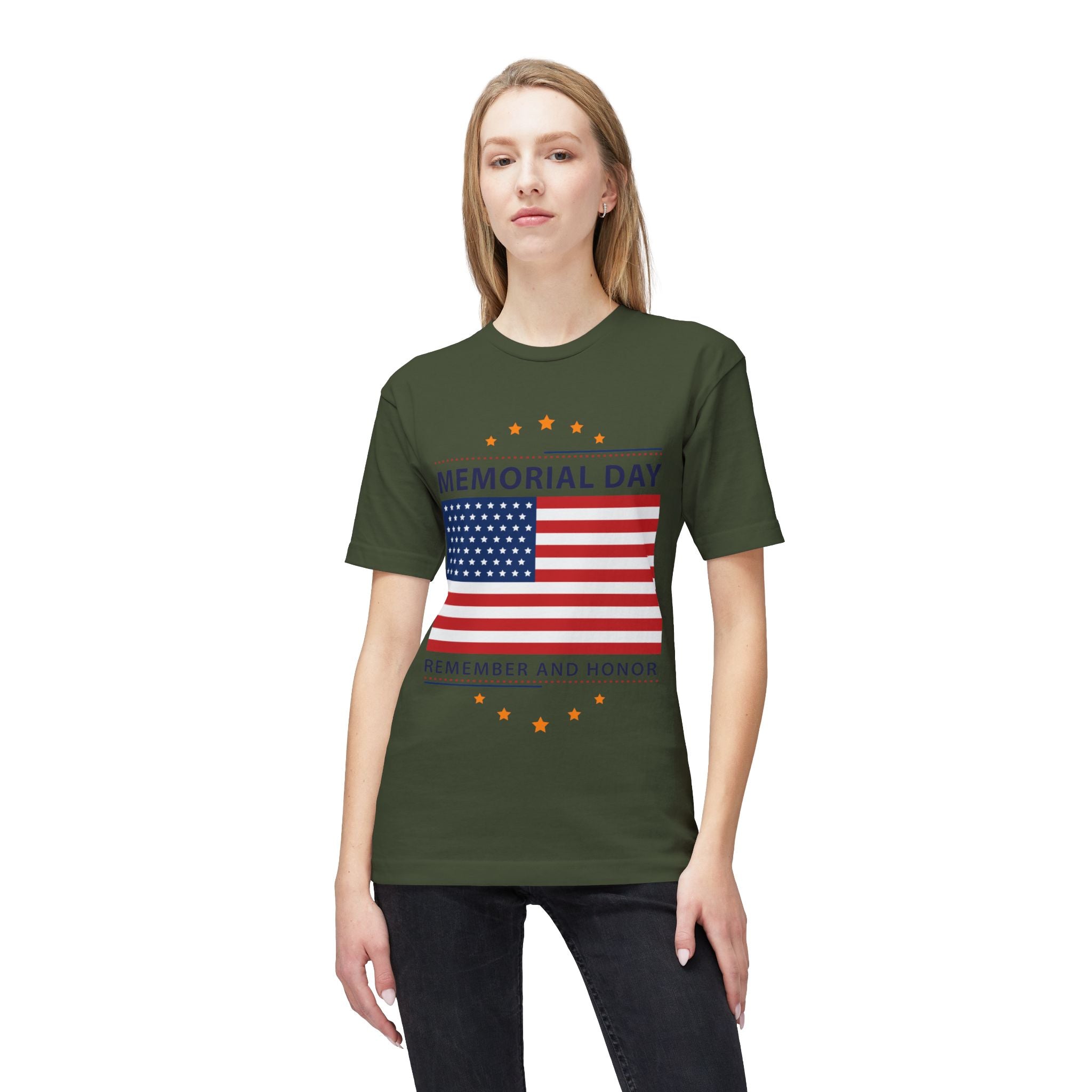 Memorial Day T-Shirt - American Flag "Remember and Honor" Patriotic Tee