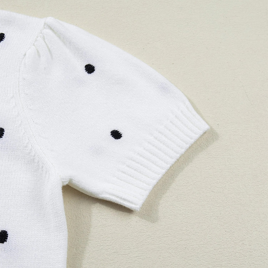 Polka Dot Bubble Short Sleeve Sweater