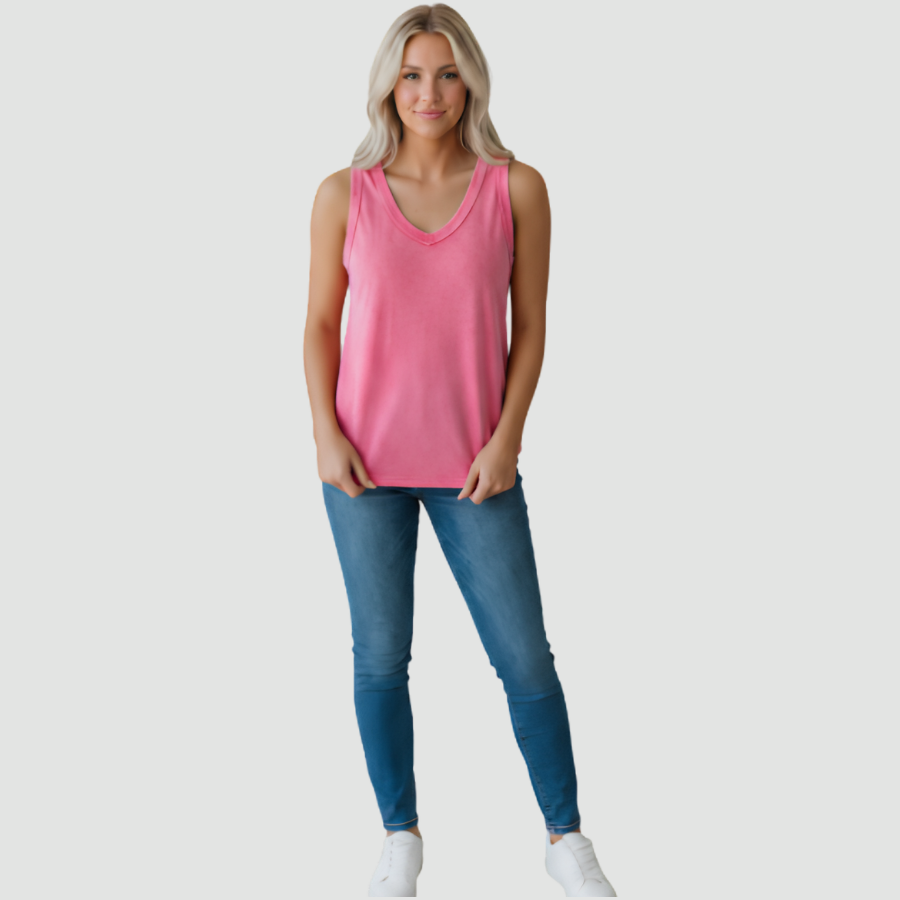 Mineral Wash V-Neck Tank Top